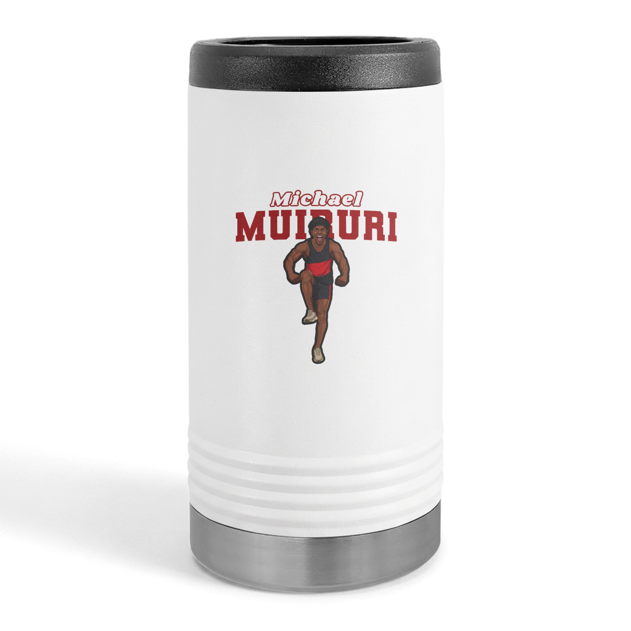 Slim Stainless Can Cooler — character_name_arch in White