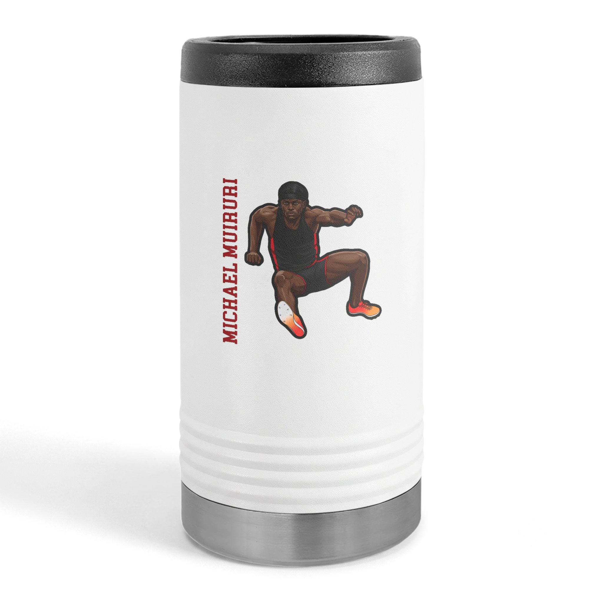 Slim Stainless Can Cooler — character_name_vertical in White