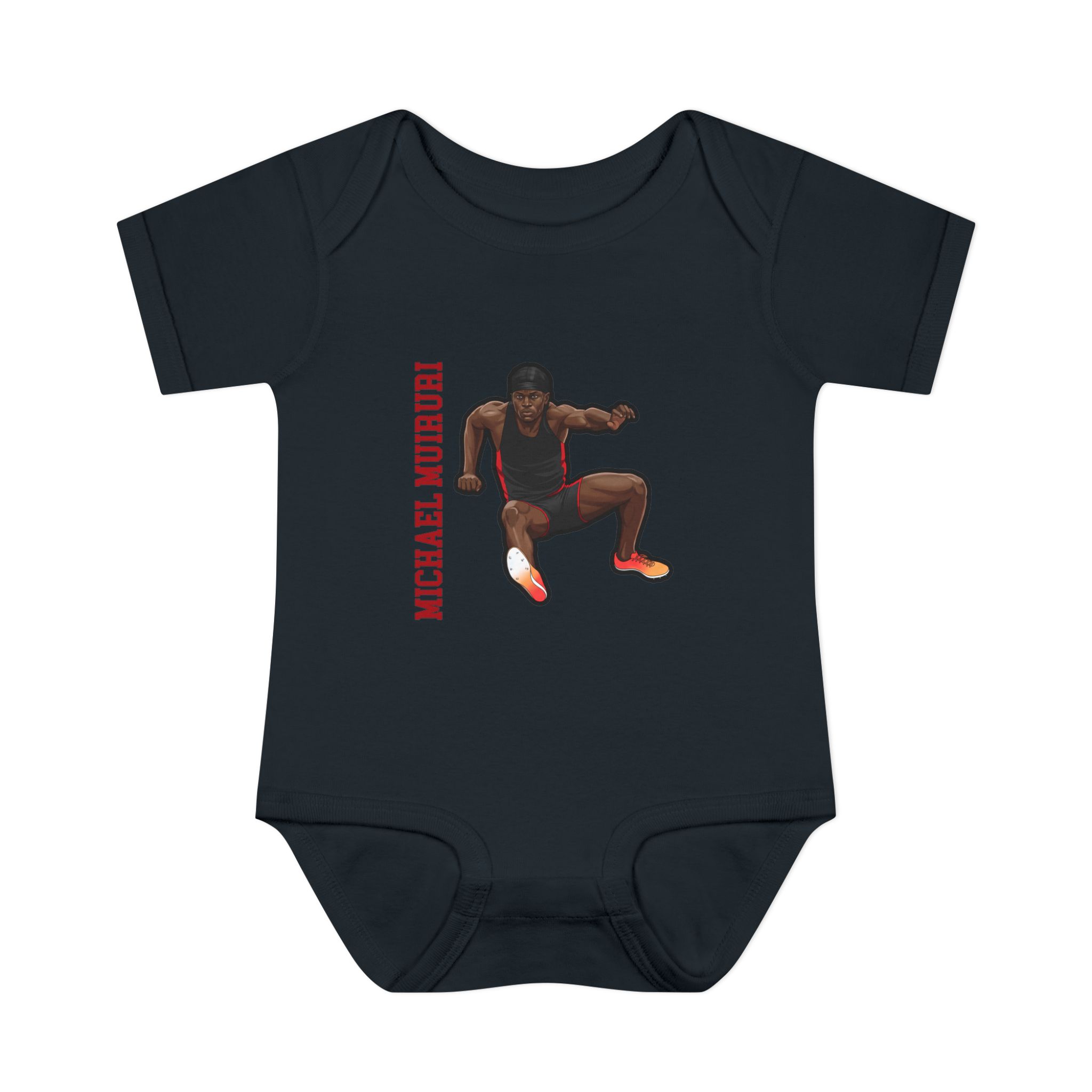 Baby Onesie — character_name_vertical in Black
