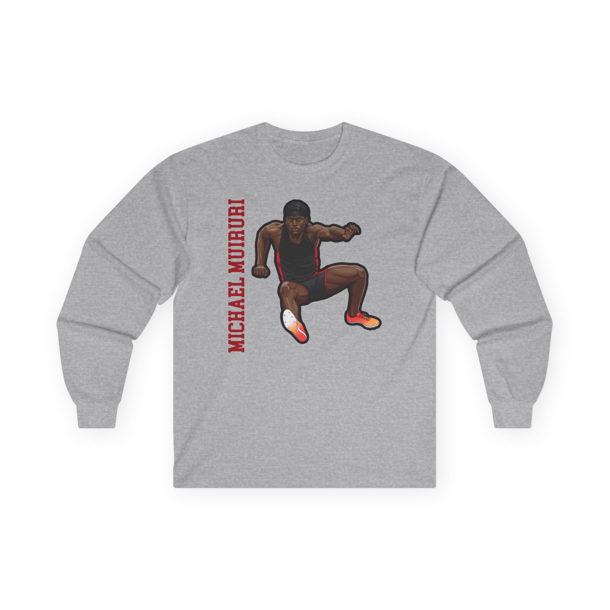 Long Sleeve Tee — character_name_vertical in Grey