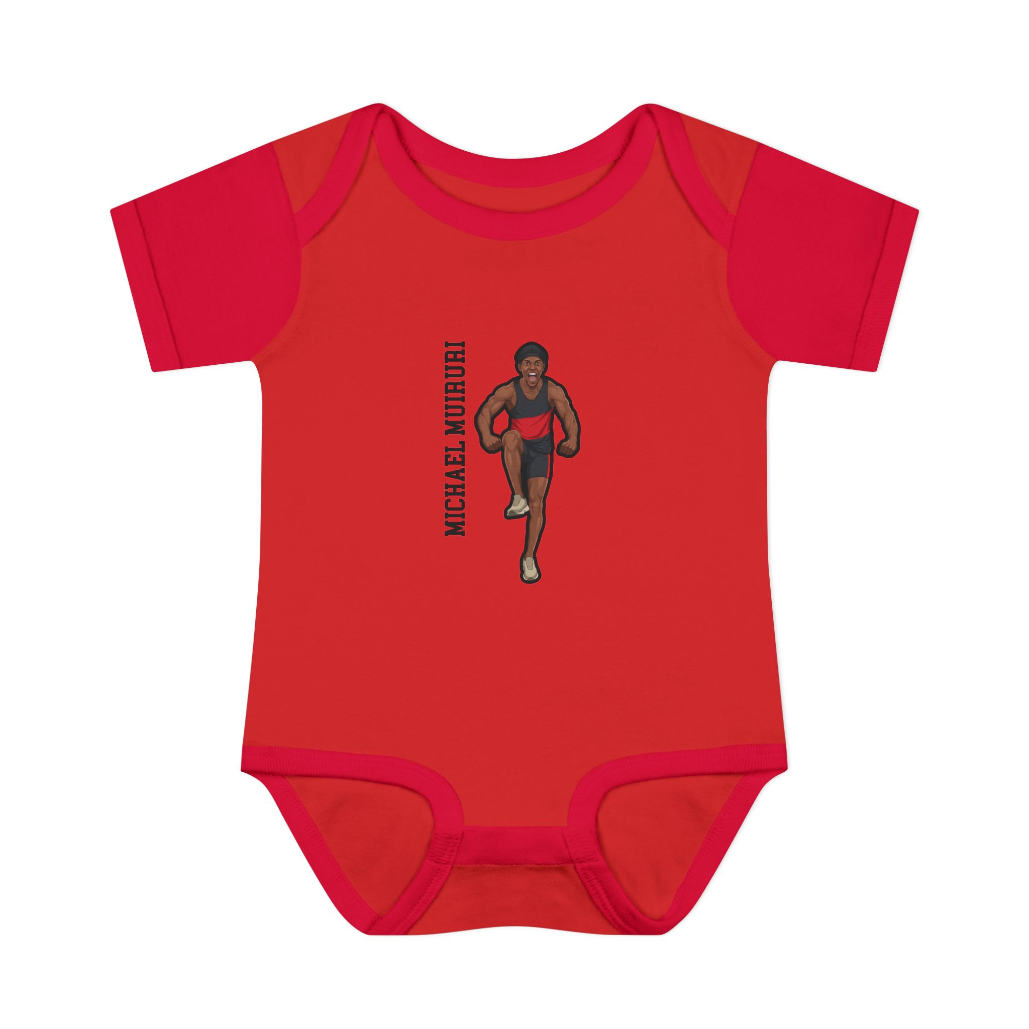 Baby Onesie — character_name_vertical in Red
