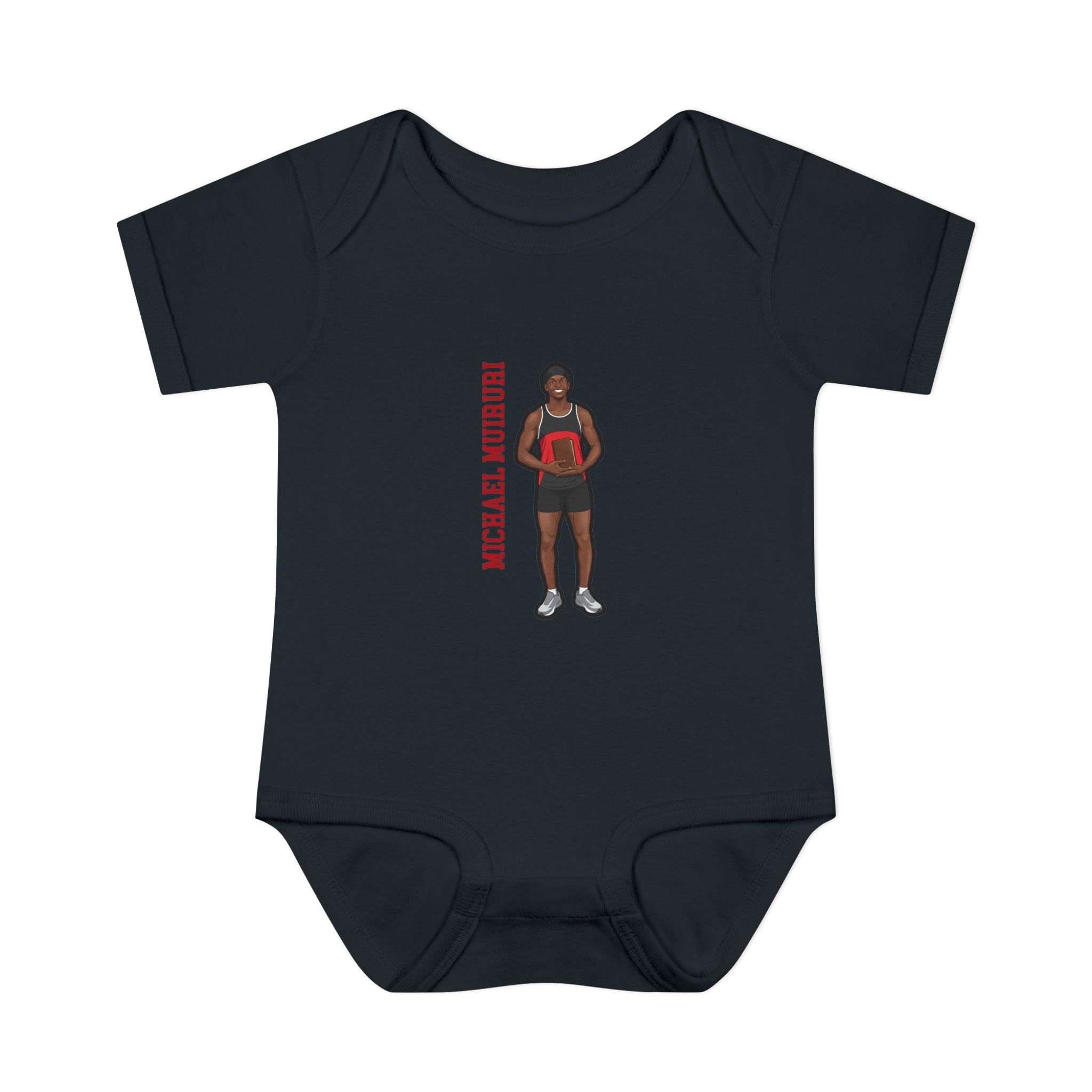 Baby Onesie — character_name_vertical in Black