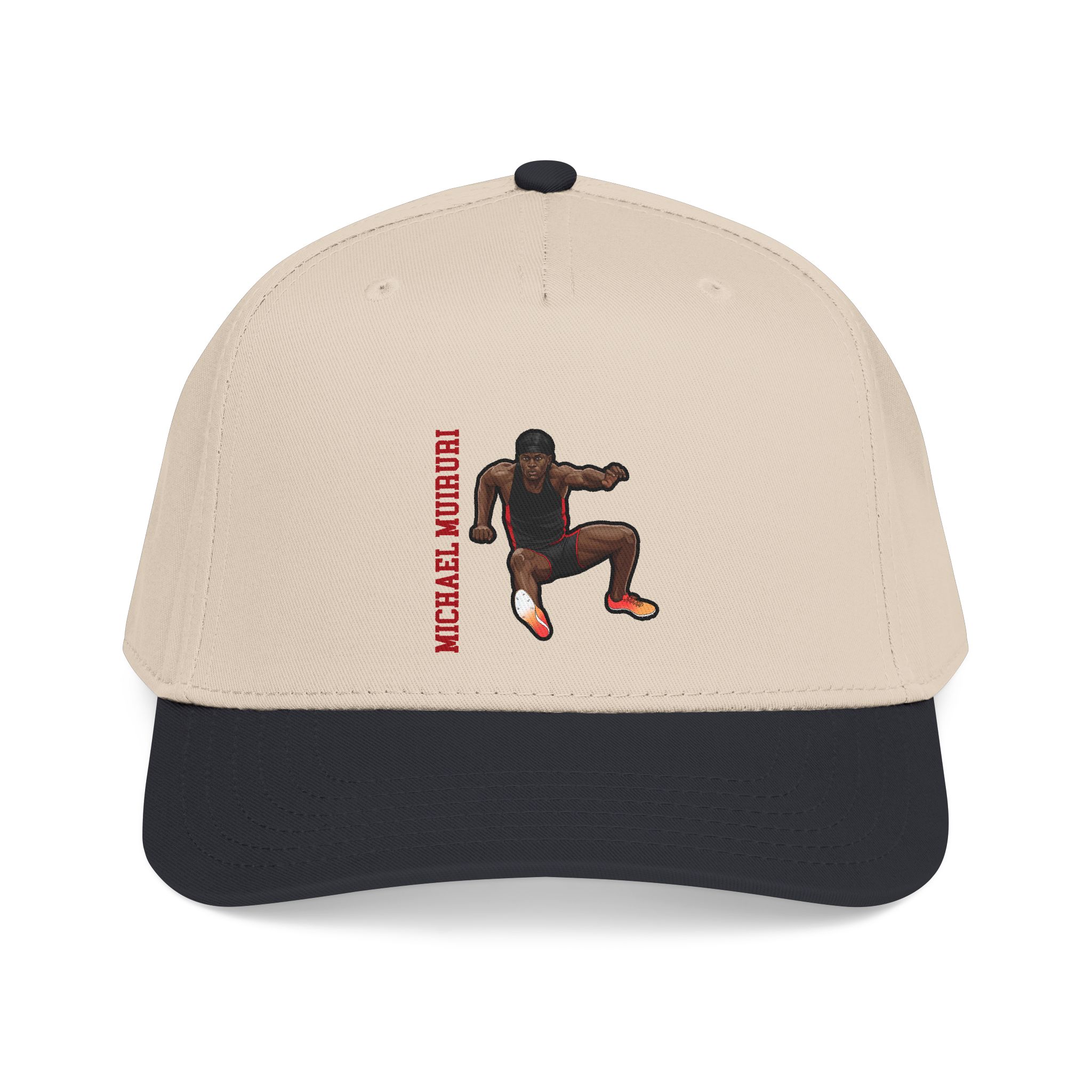 Baseball Cap — character_name_vertical in Black / Natural