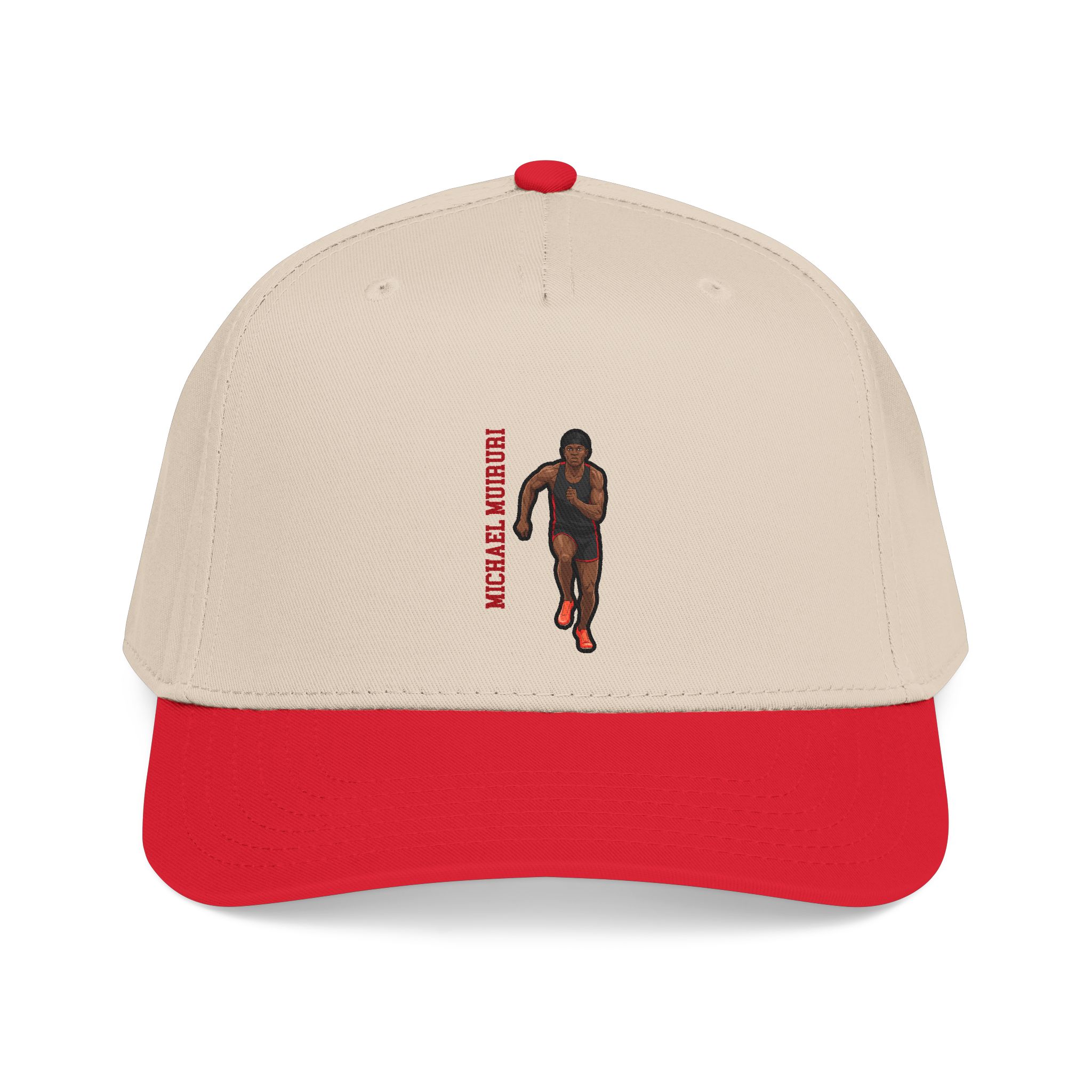 Baseball Cap — character_name_vertical in Red / Natural