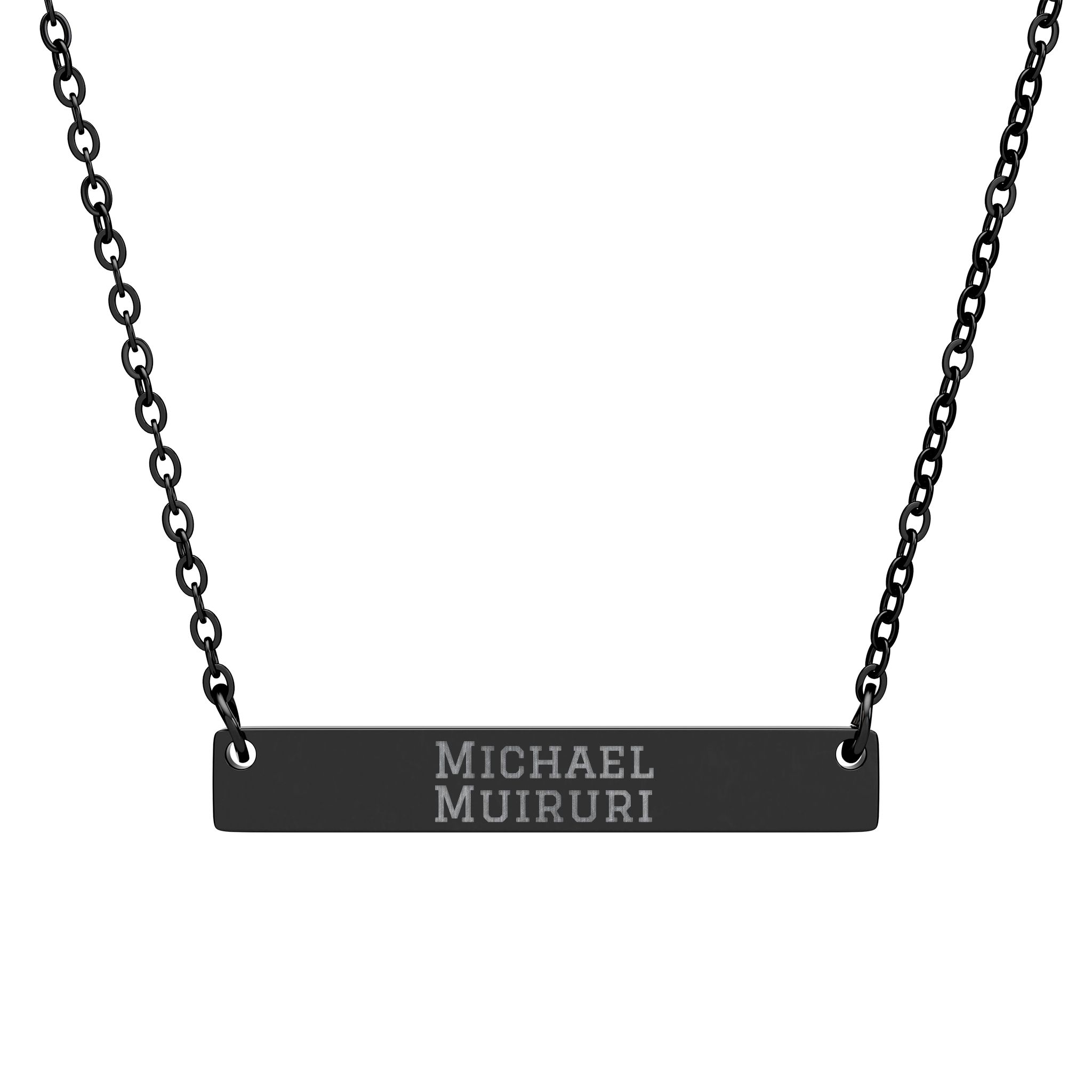 Engraved Bar Necklace — Classic in Black