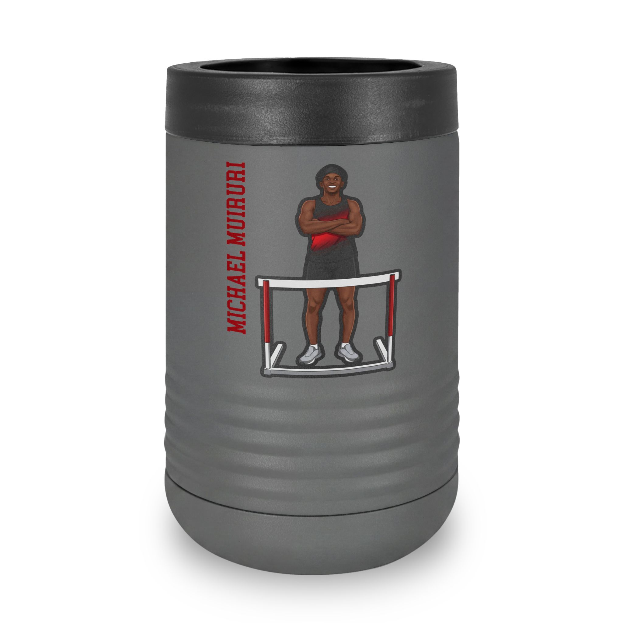 Stainless Can Cooler — character_name_vertical in Grey