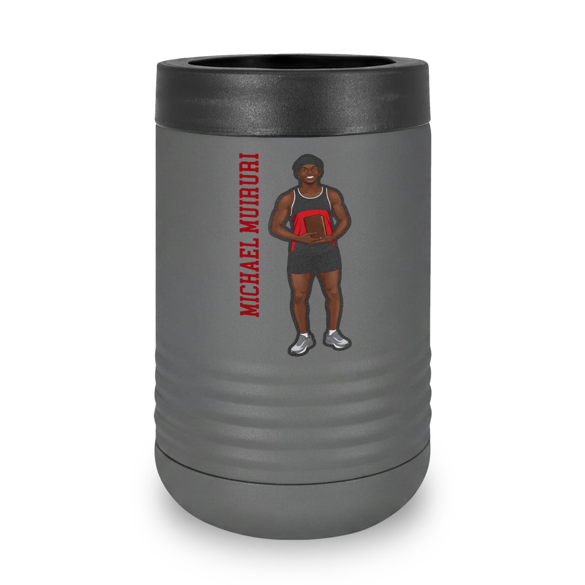 Stainless Can Cooler — character_name_vertical in Grey
