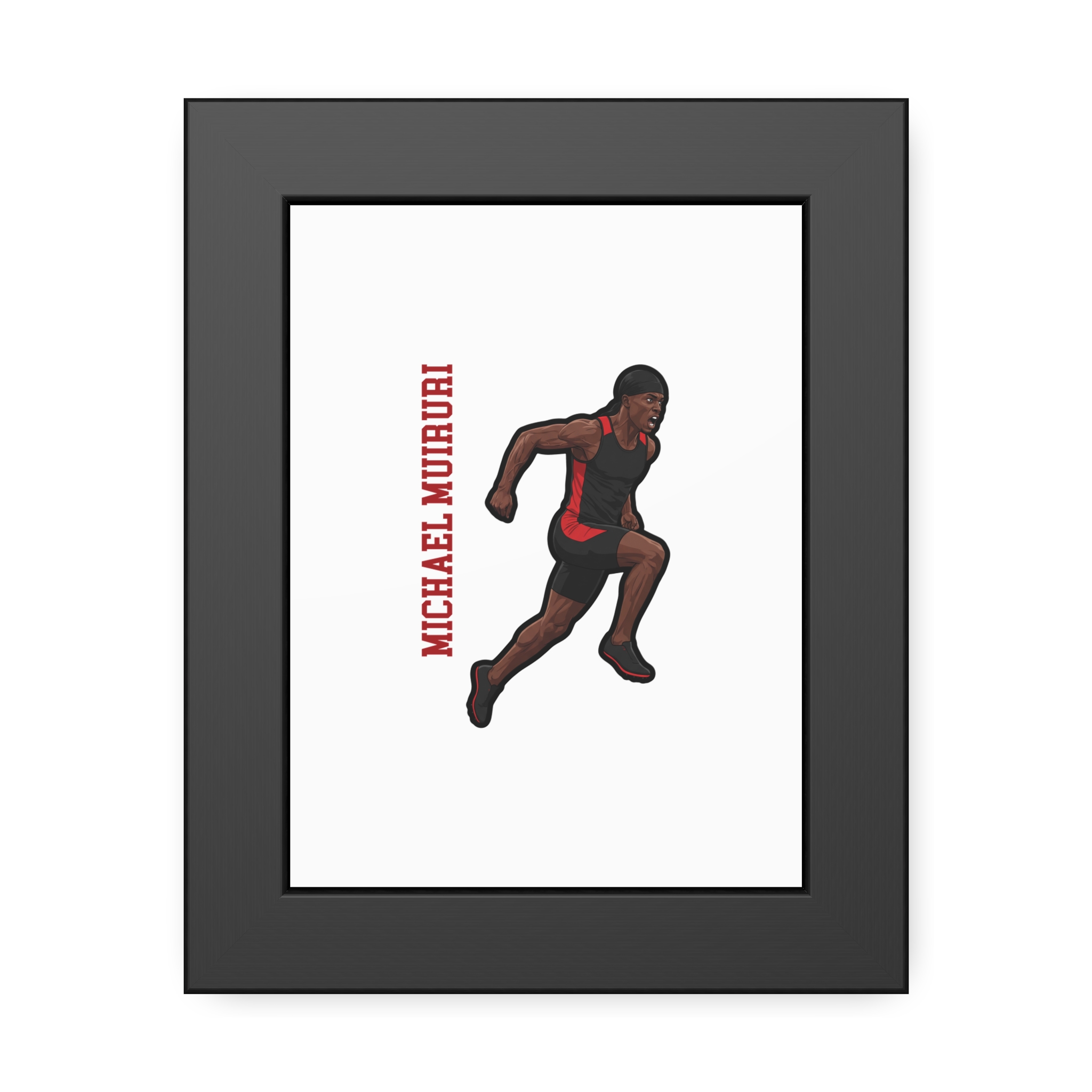 Framed Poster — character_name_vertical in Black