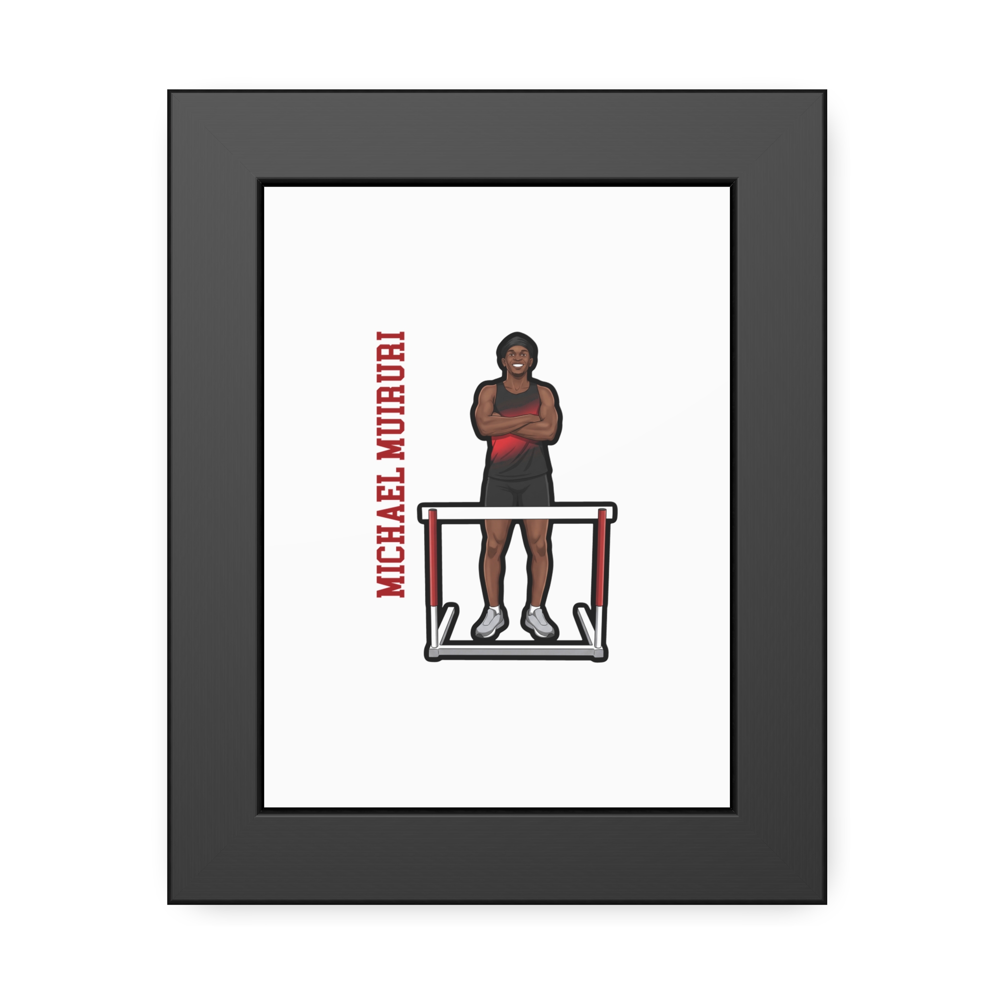 Framed Poster — character_name_vertical in Black