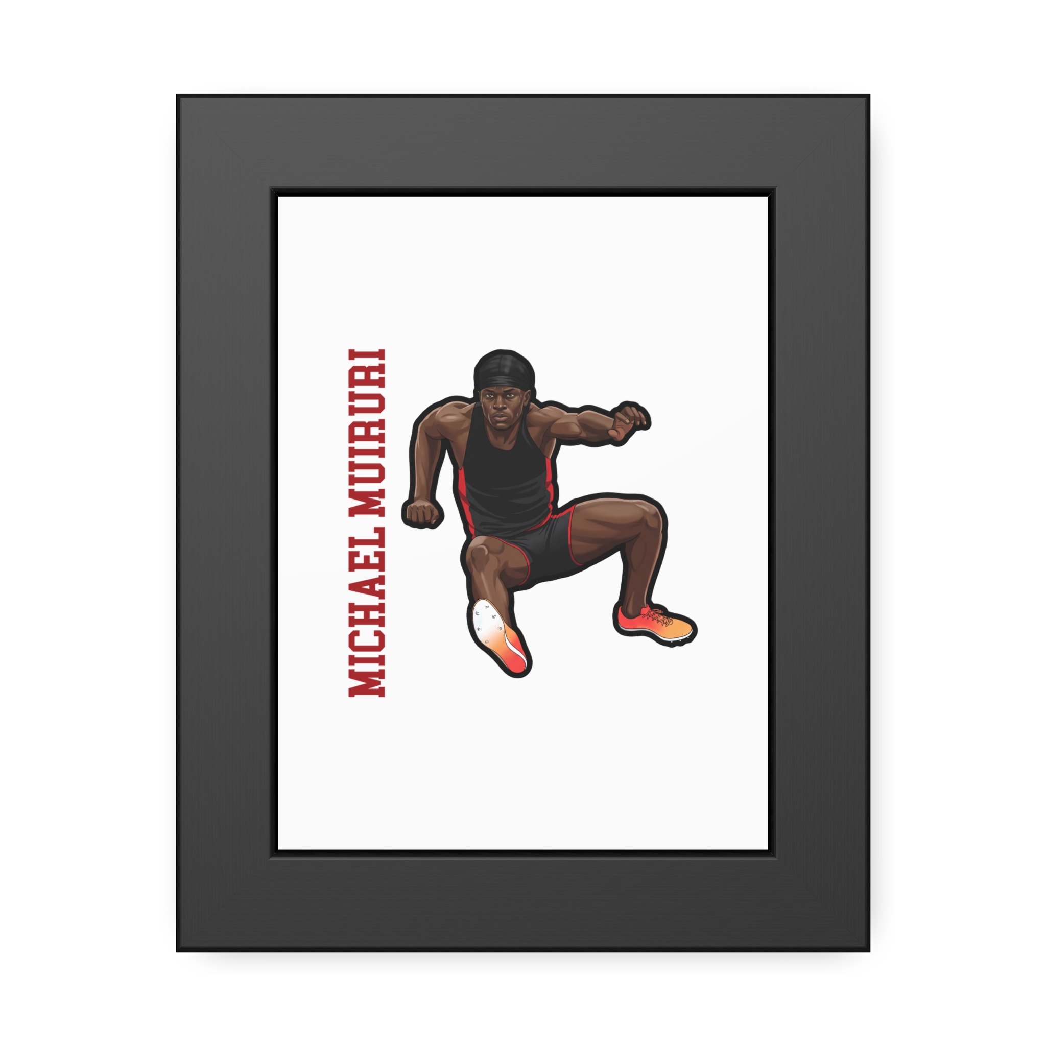 Framed Poster — character_name_vertical in Black