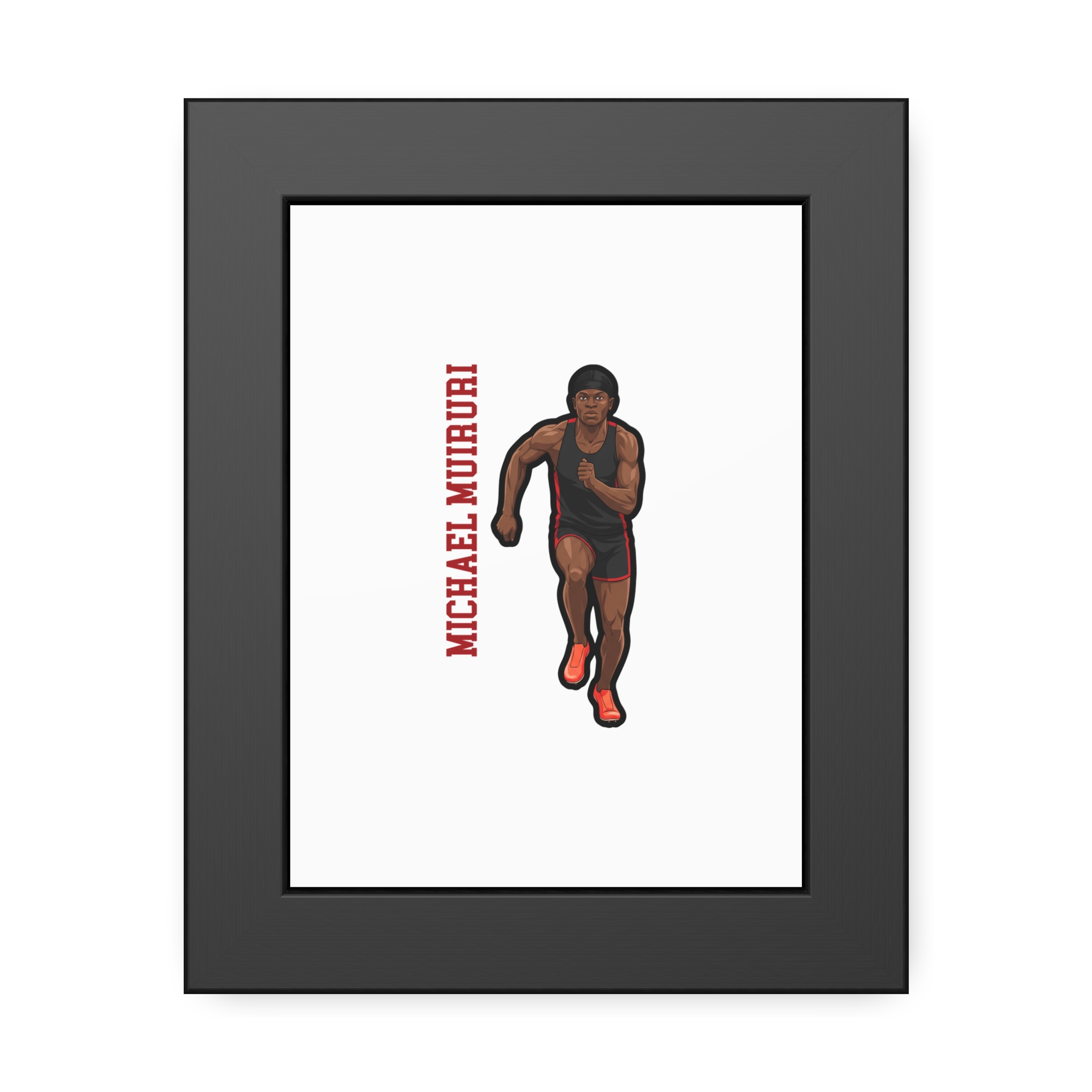 Framed Poster — character_name_vertical in Black
