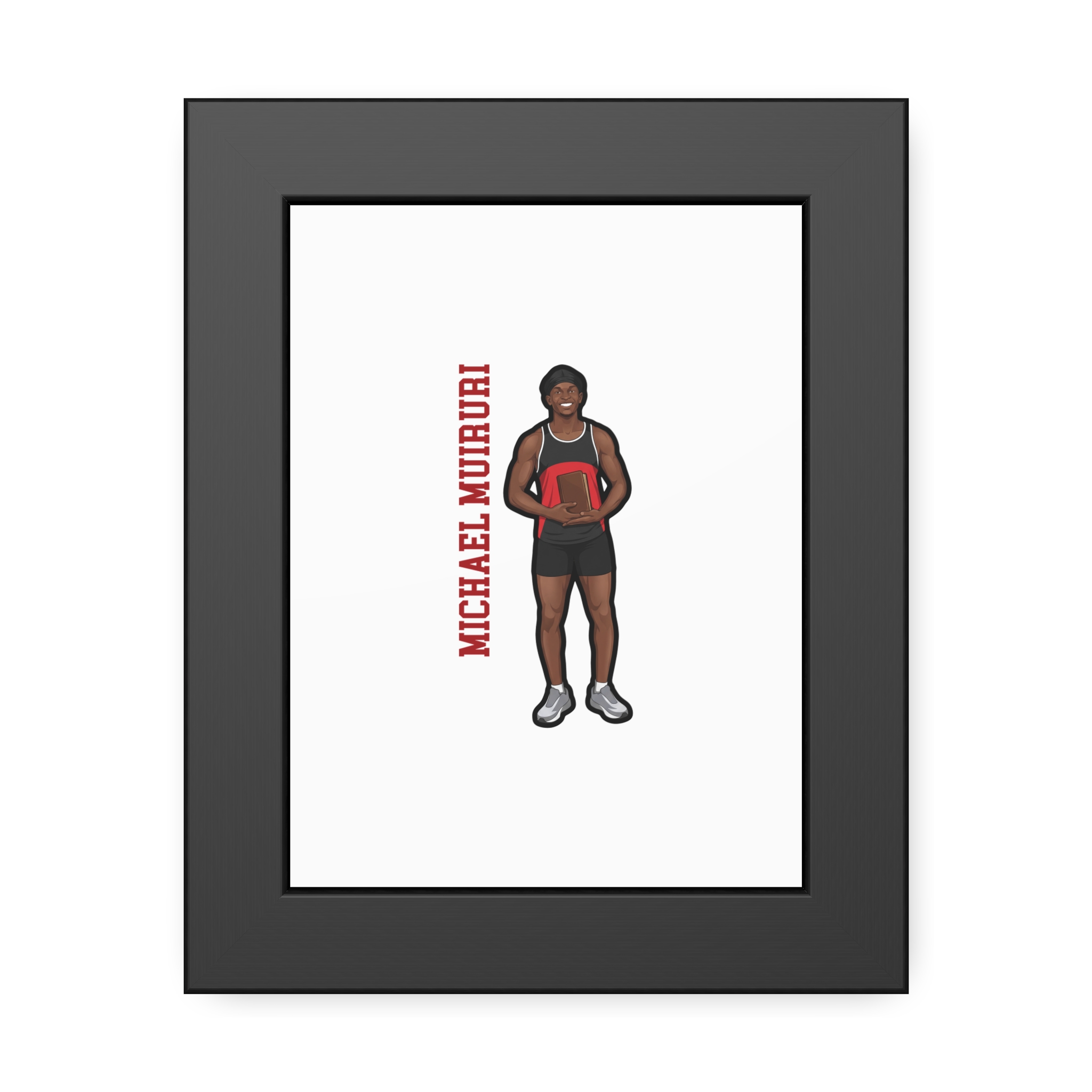 Framed Poster — character_name_vertical in Black
