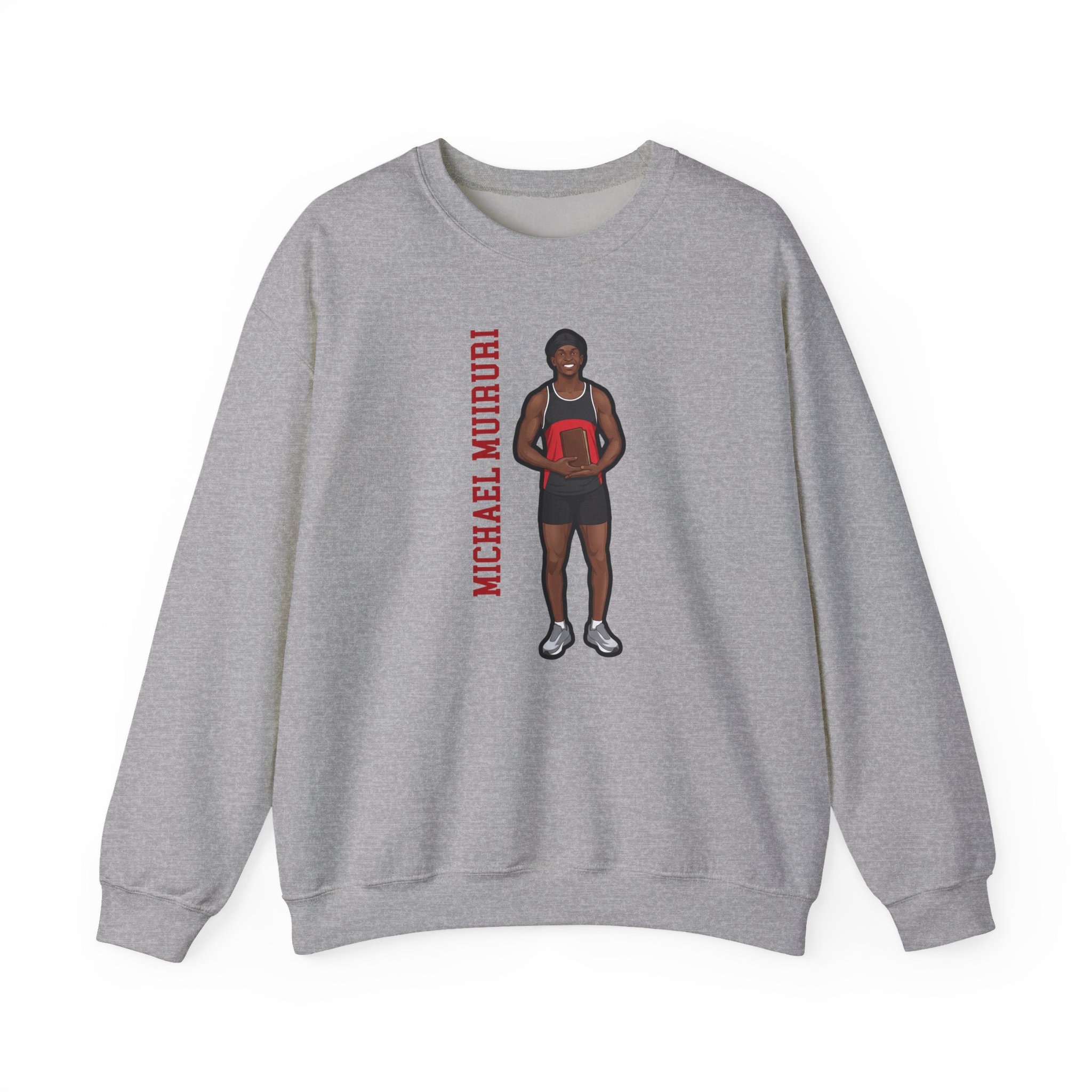 Crewneck Sweatshirt — character_name_vertical in Grey