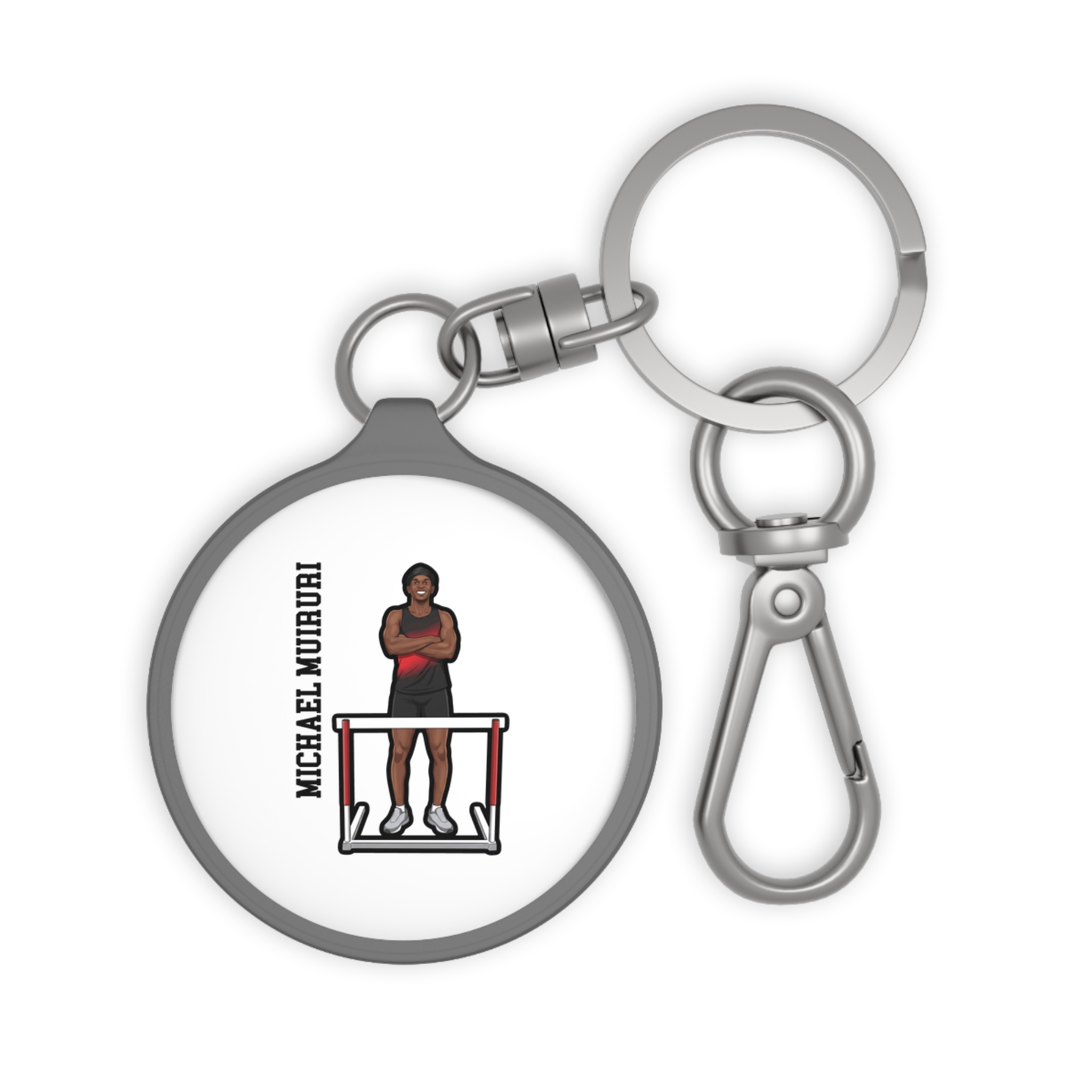 Keychain — character_name_vertical in Grey