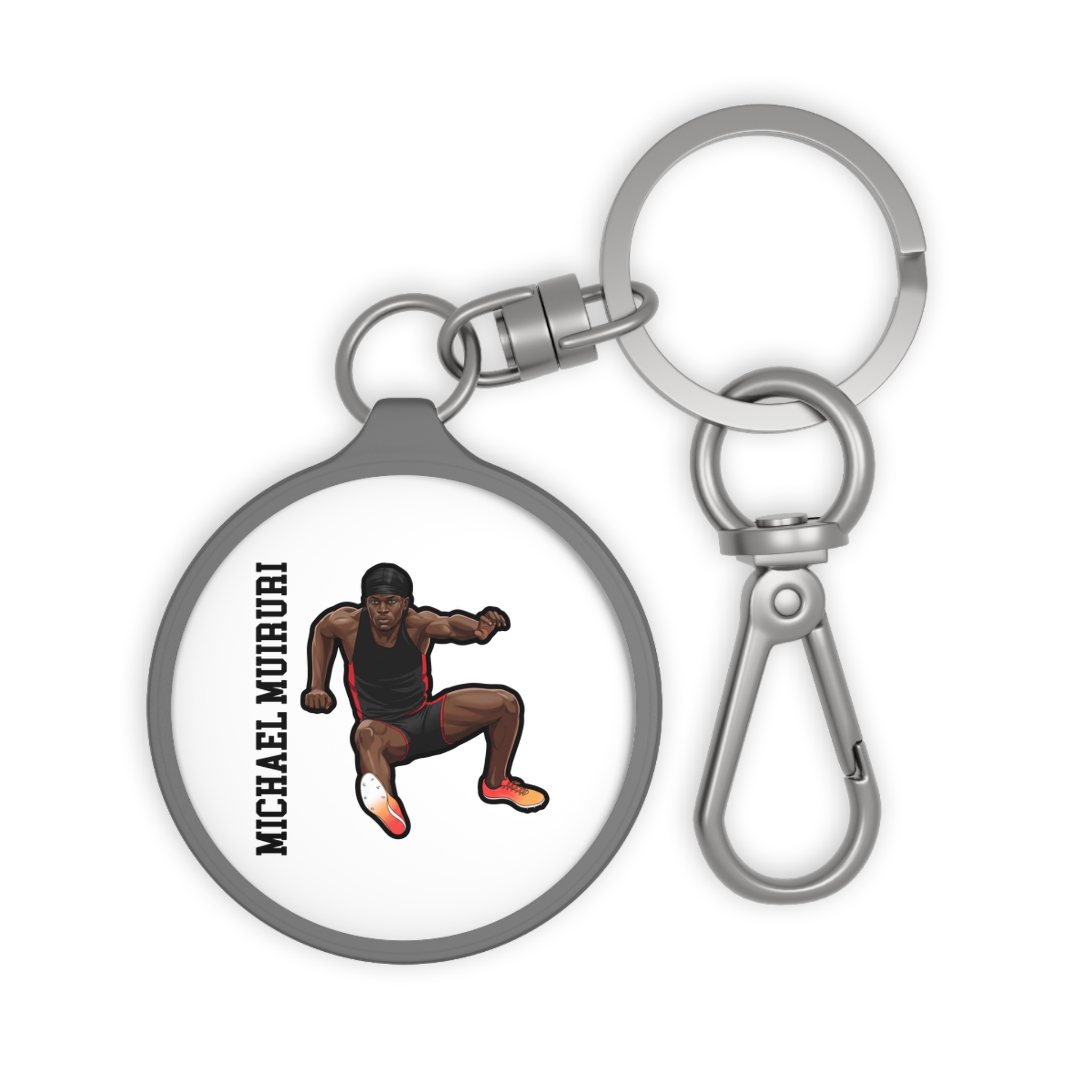 Keychain — character_name_vertical in Grey
