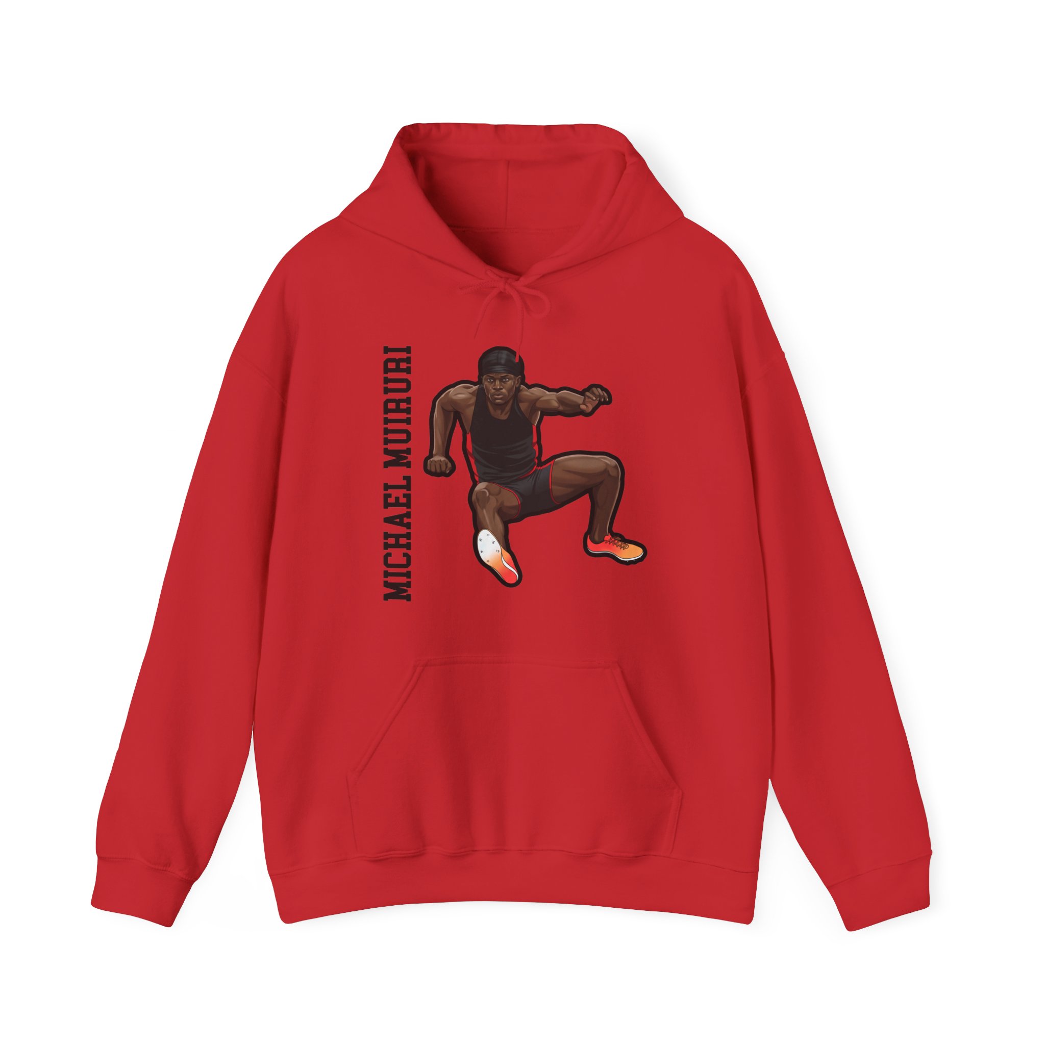 Hoodie — character_name_vertical in Red
