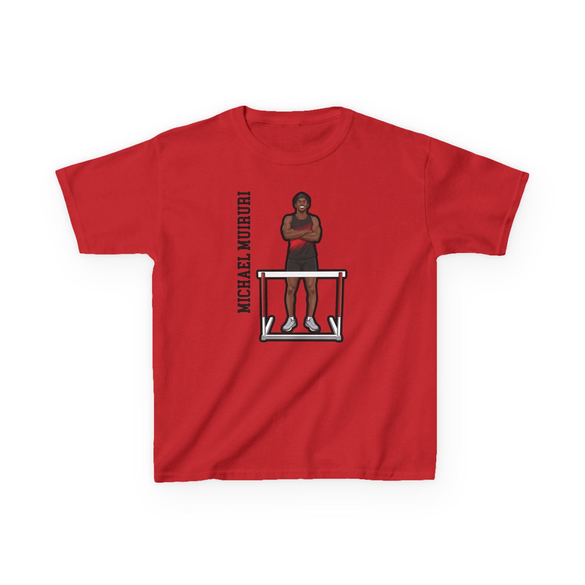 Youth Tee — character_name_vertical in Red