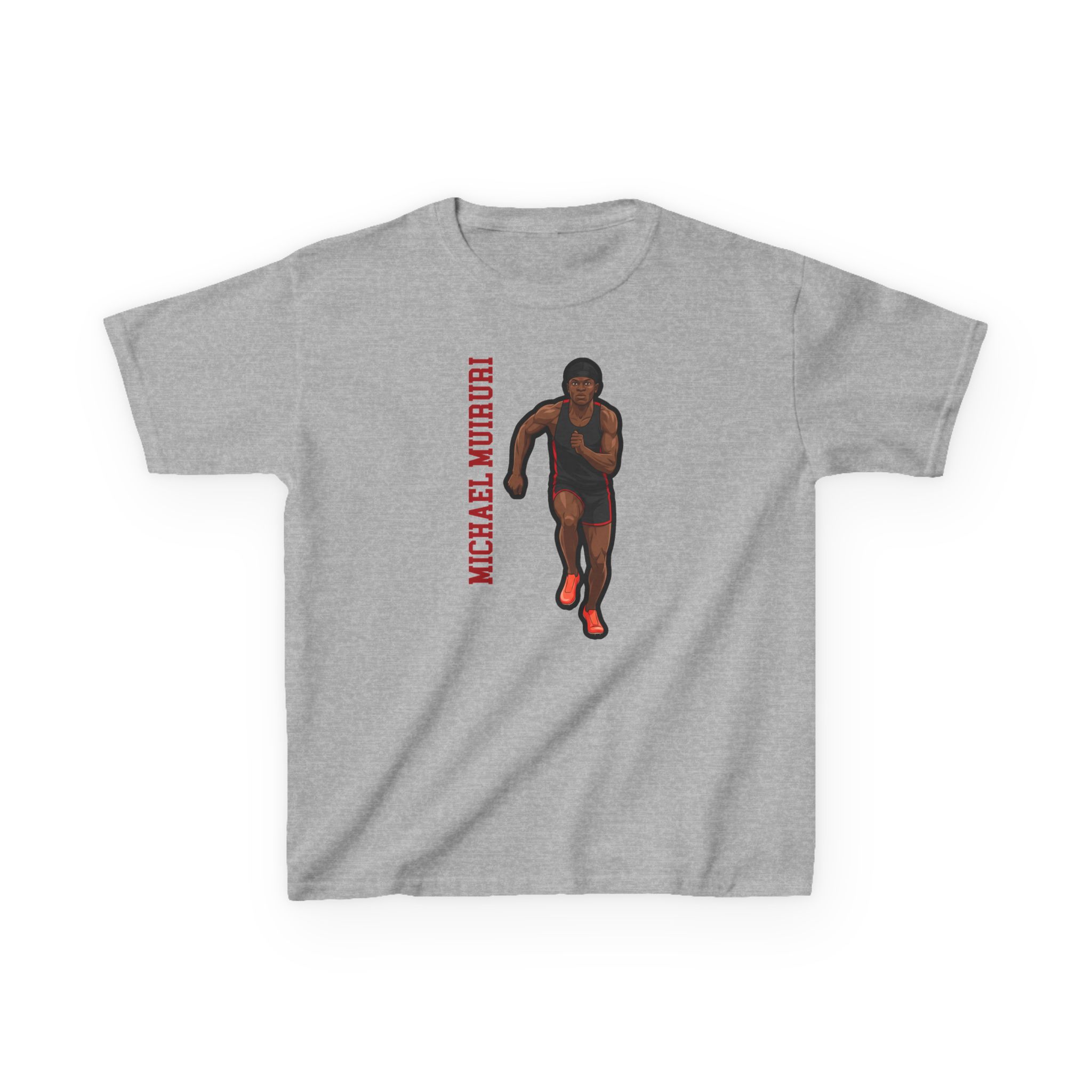 Youth Tee — character_name_vertical in Grey