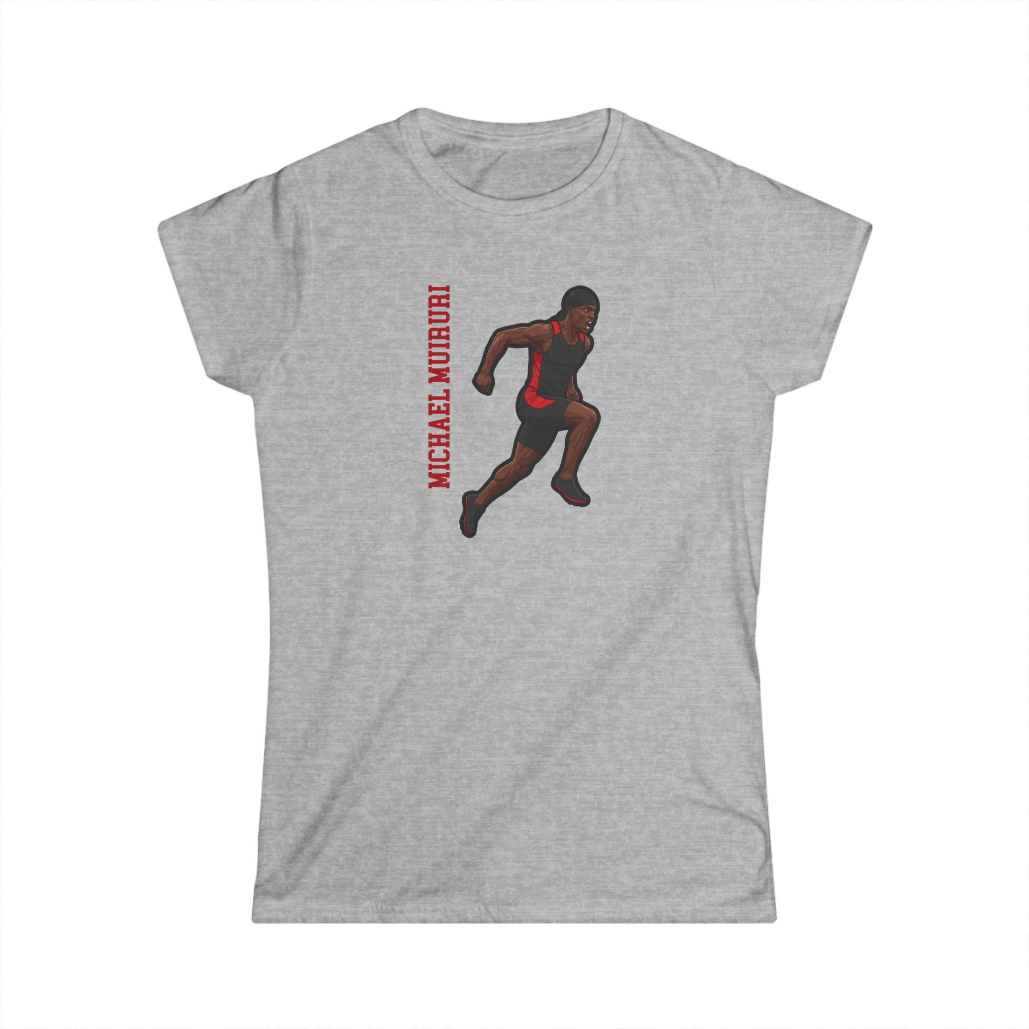 Women's Softstyle Tee — character_name_vertical in Grey
