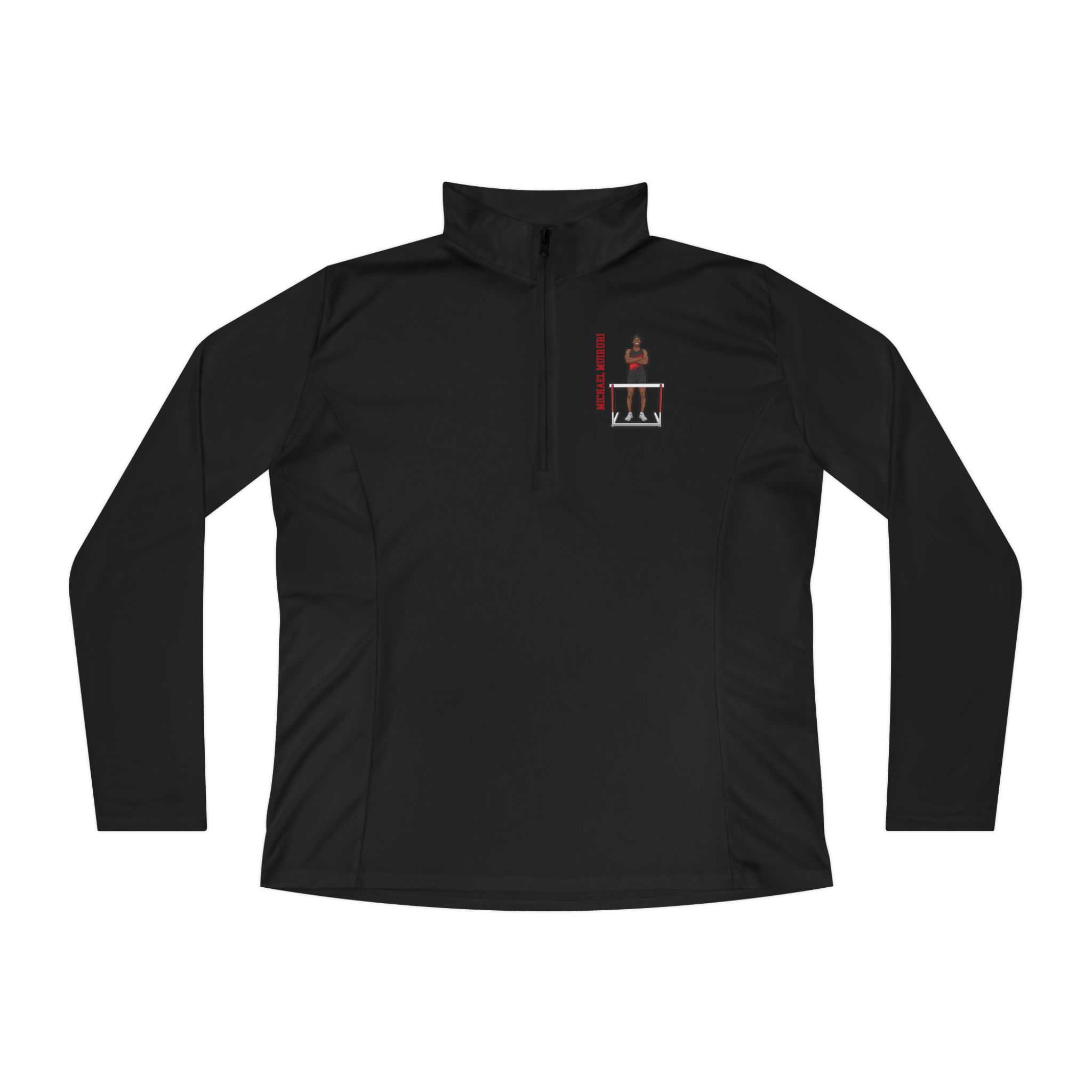 Women's Q-Zip Pullover — character_name_vertical in Black