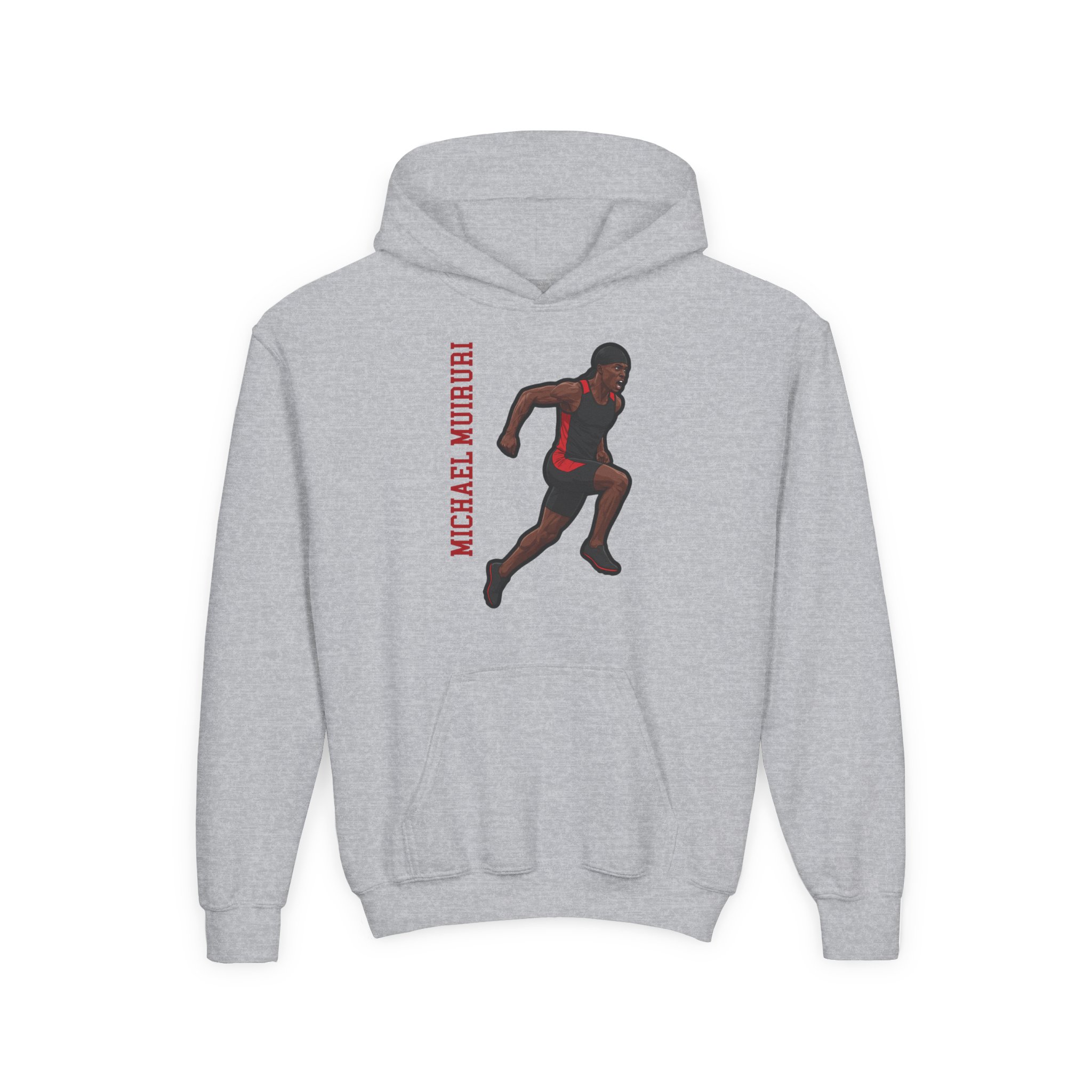 Youth Hoodie — character_name_vertical in Grey