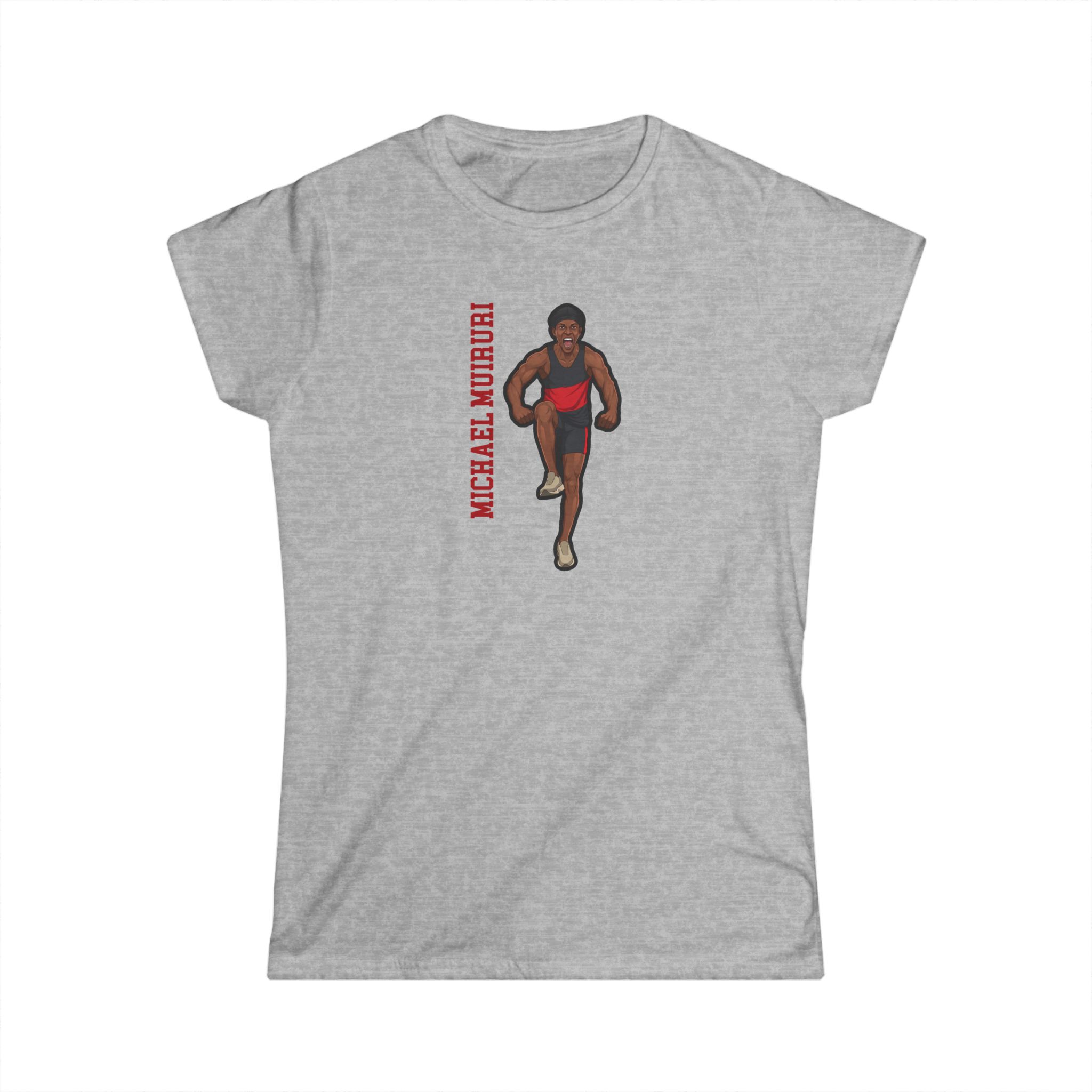Women's Softstyle Tee — character_name_vertical in Grey