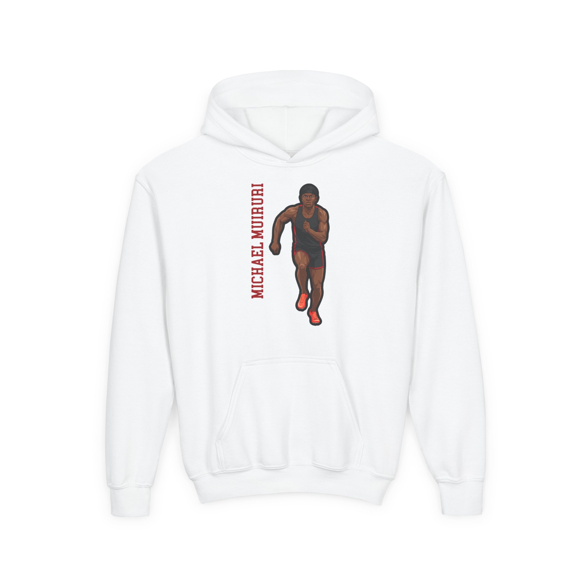 Youth Hoodie — character_name_vertical in White