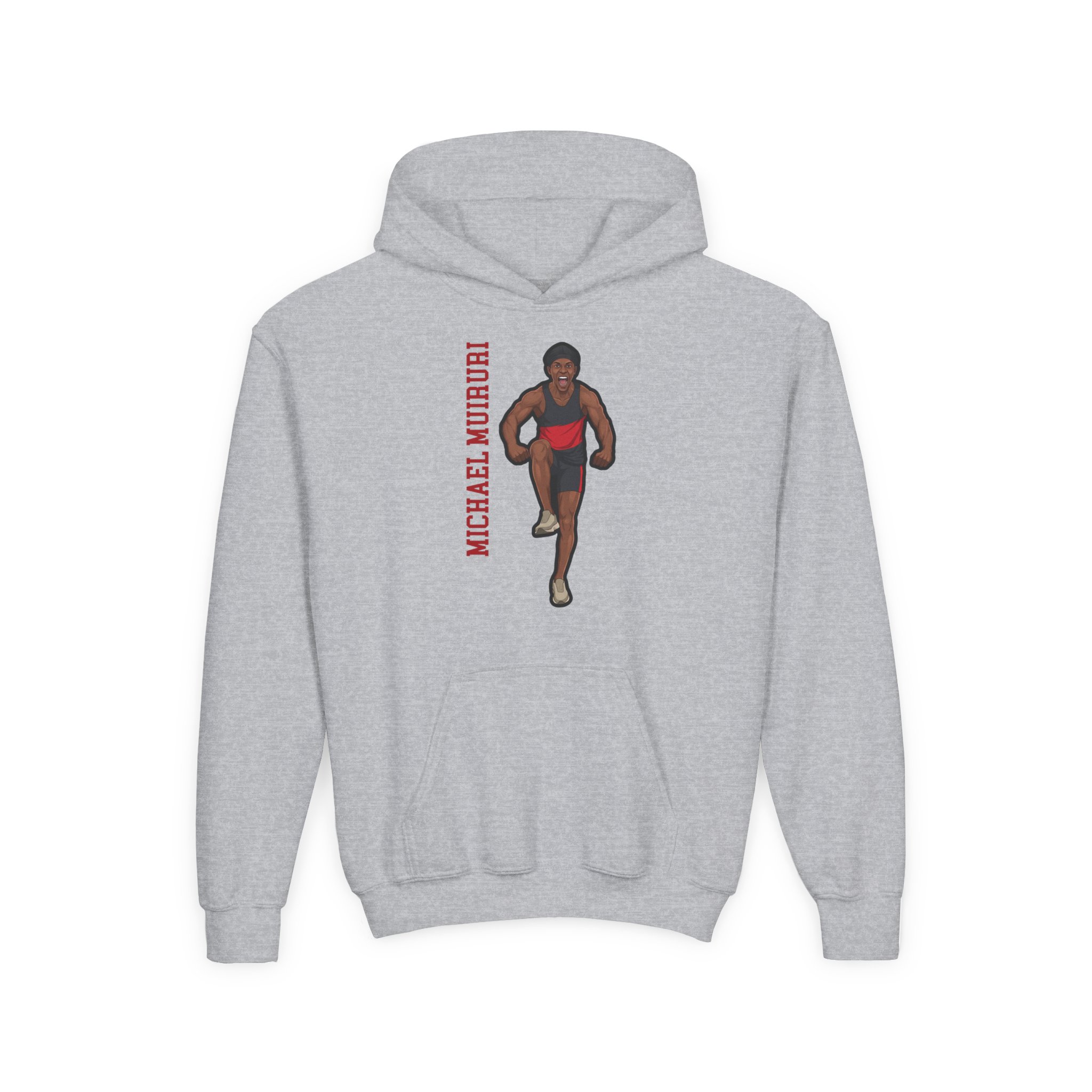 Youth Hoodie — character_name_vertical in Grey