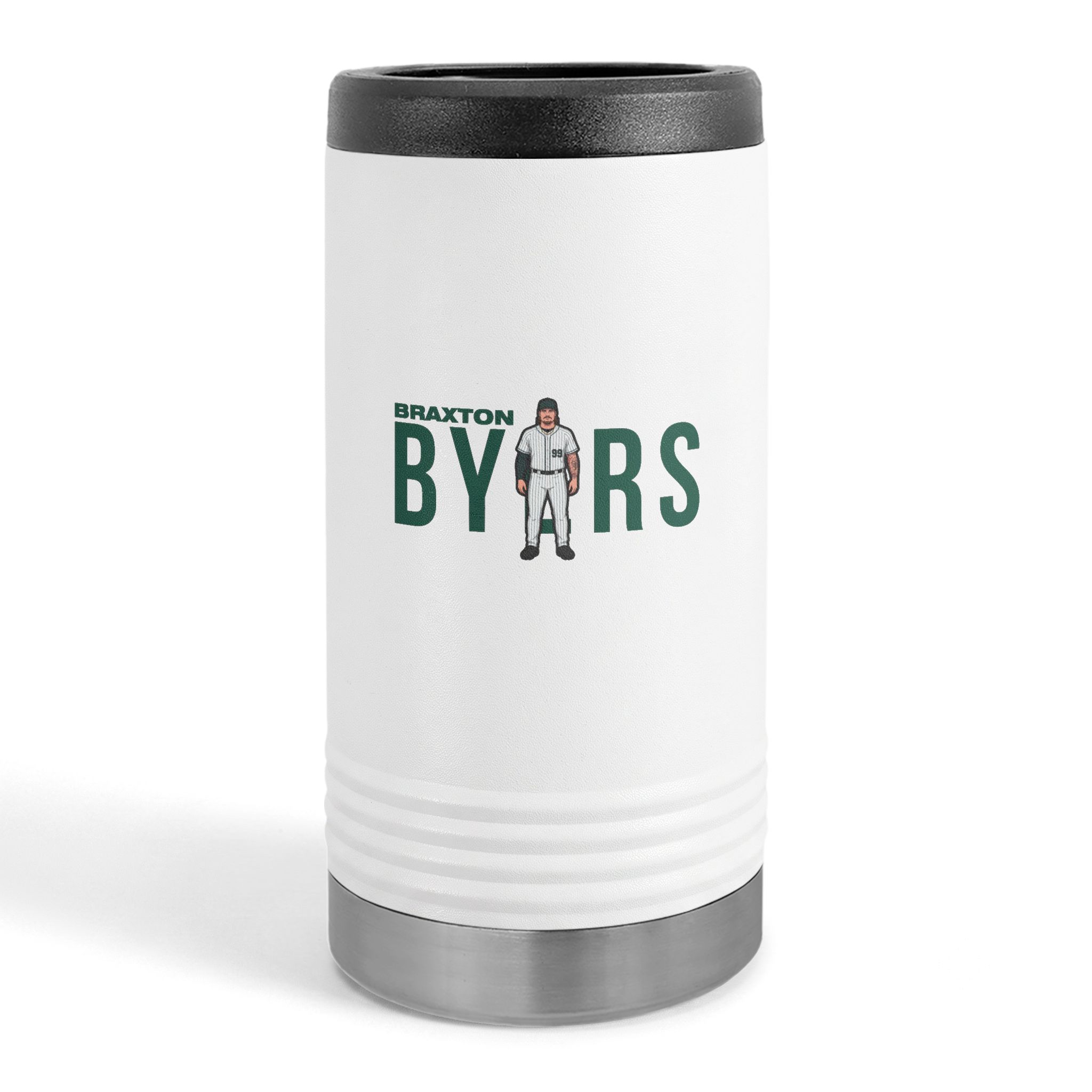 Slim Stainless Can Cooler — character_player_name in White