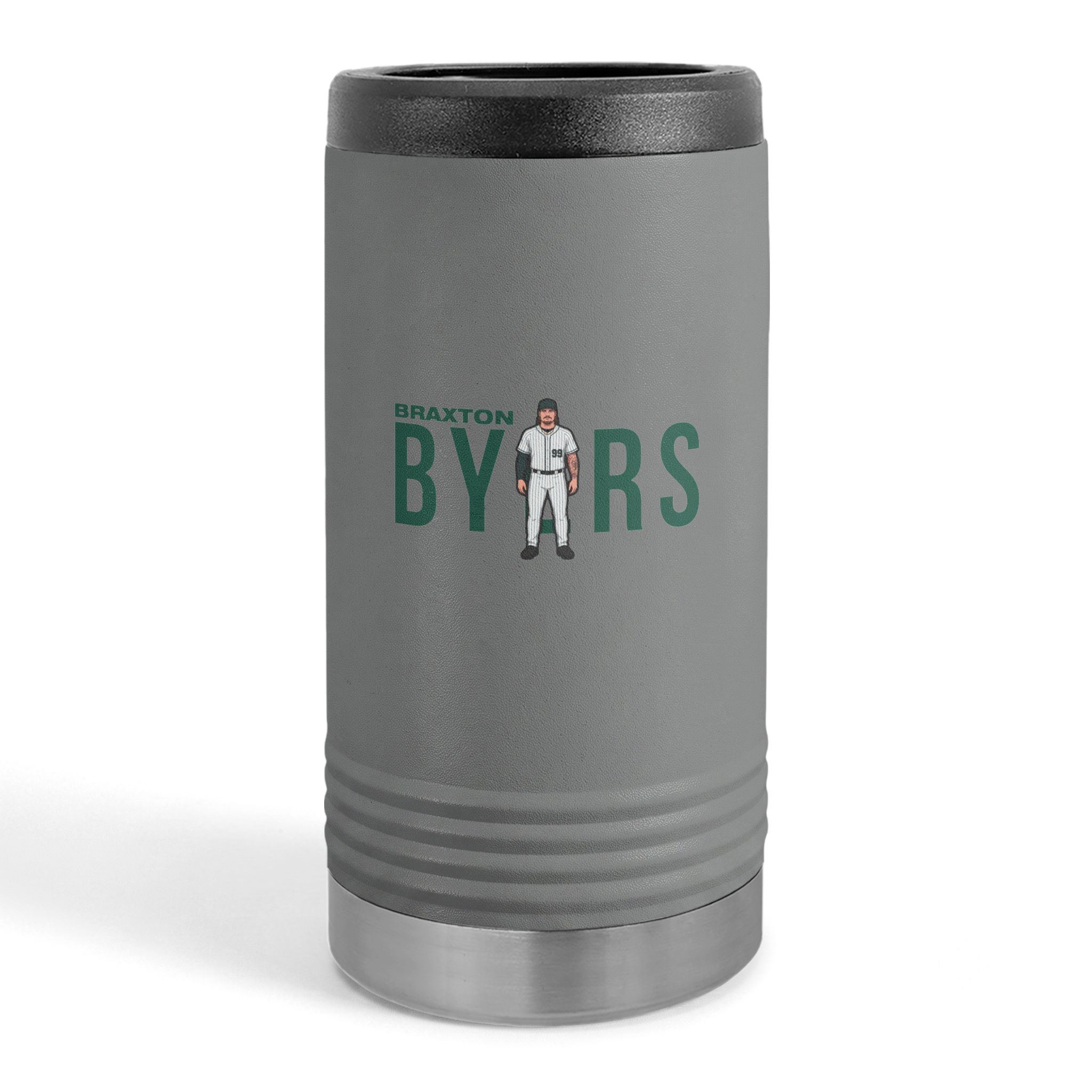 Slim Stainless Can Cooler — character_player_name in Grey