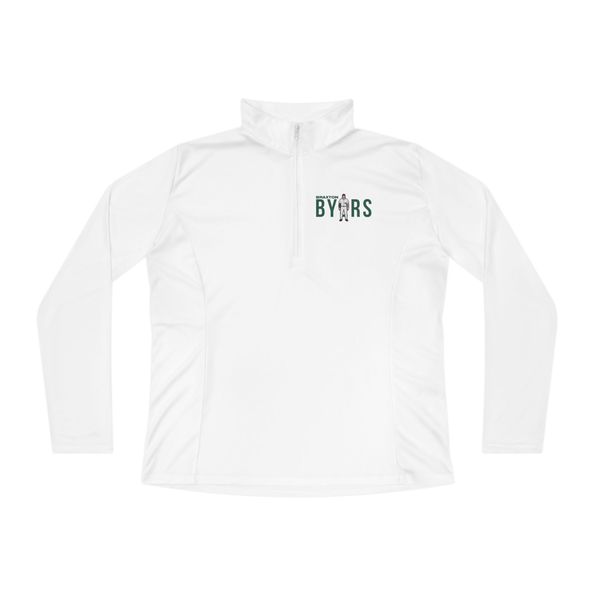 Women's Q-Zip Pullover — character_player_name in White