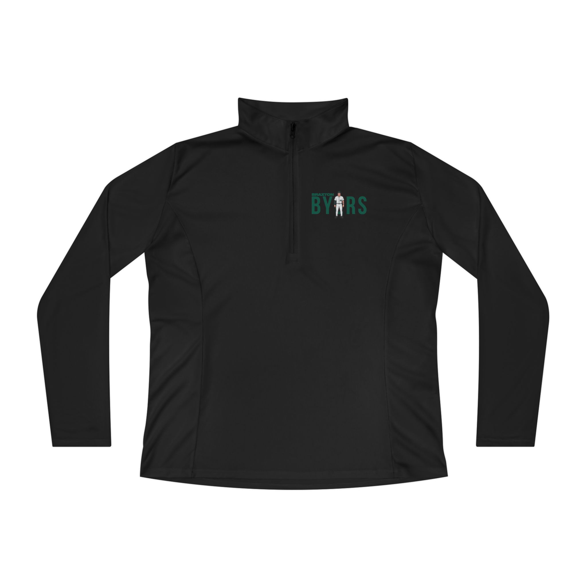 Women's Q-Zip Pullover — character_player_name in Black