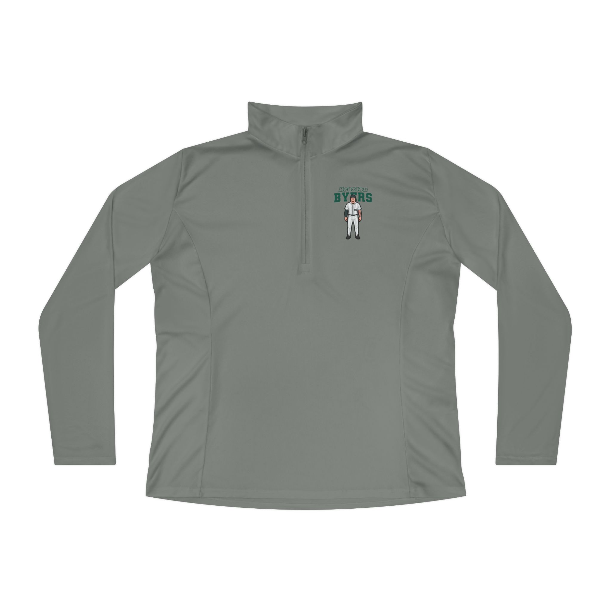 Women's Q-Zip Pullover — character_name_arch in Grey