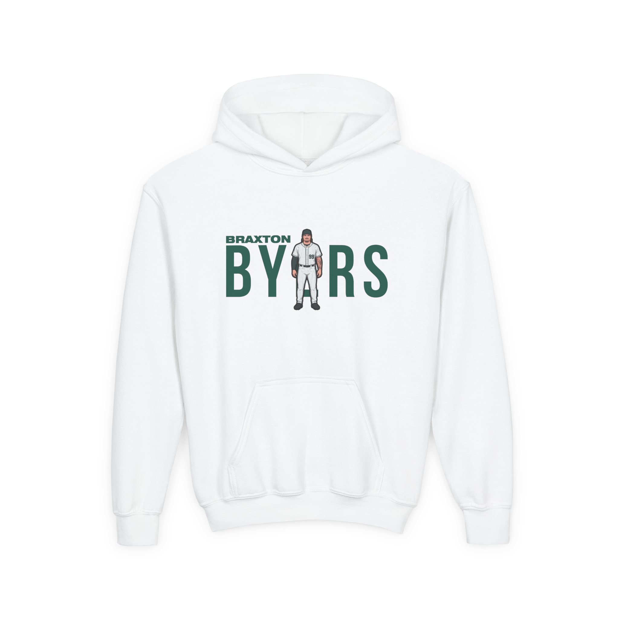 Youth Hoodie — character_player_name in White