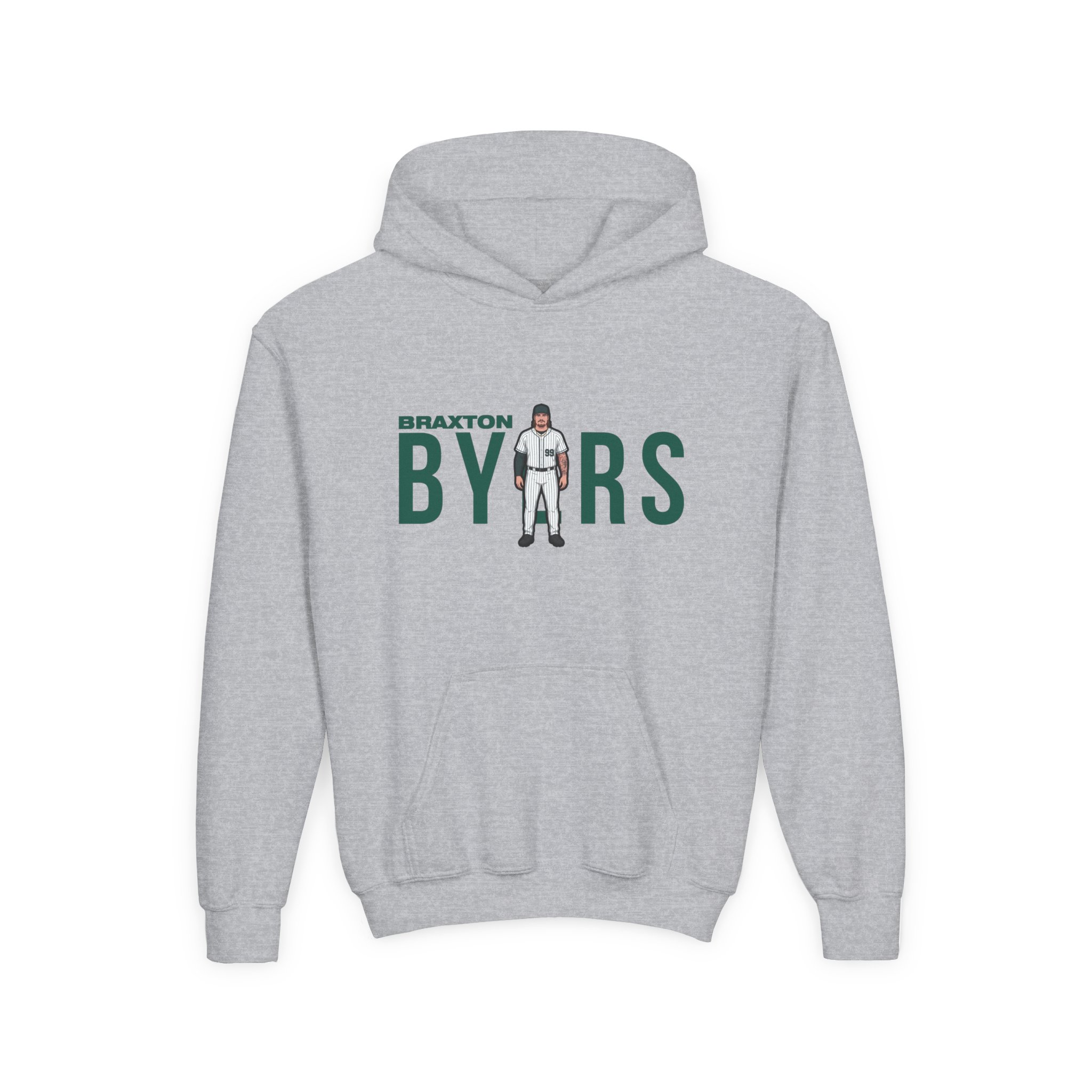 Youth Hoodie — character_player_name in Grey