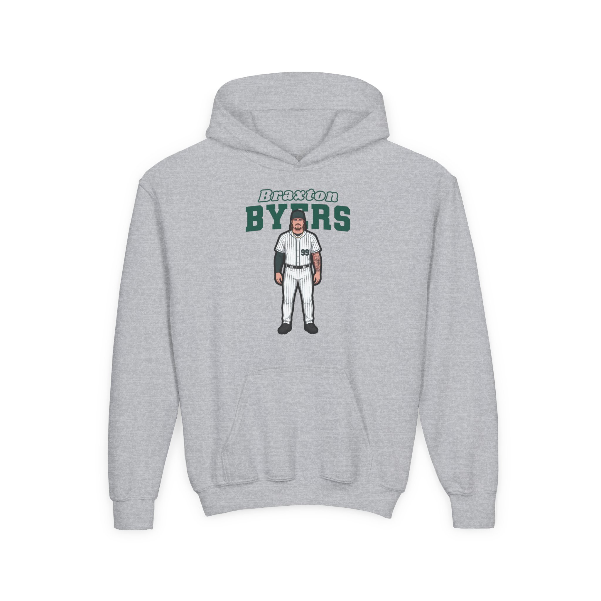 Youth Hoodie — character_name_arch in Grey