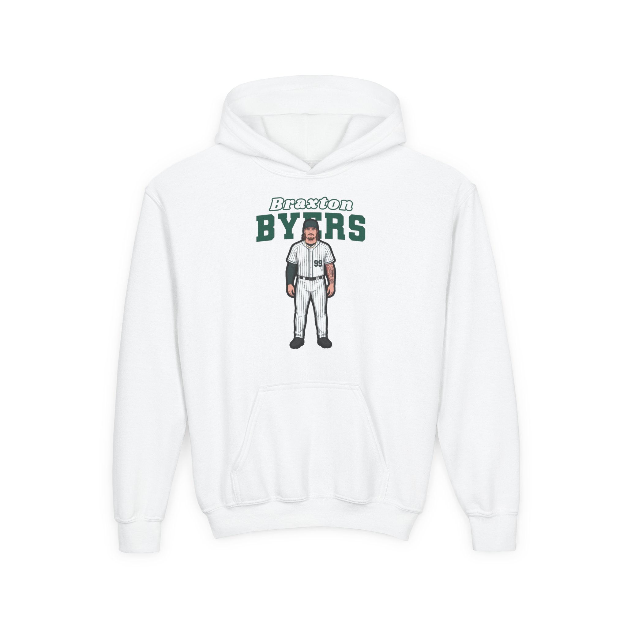 Youth Hoodie — character_name_arch in White