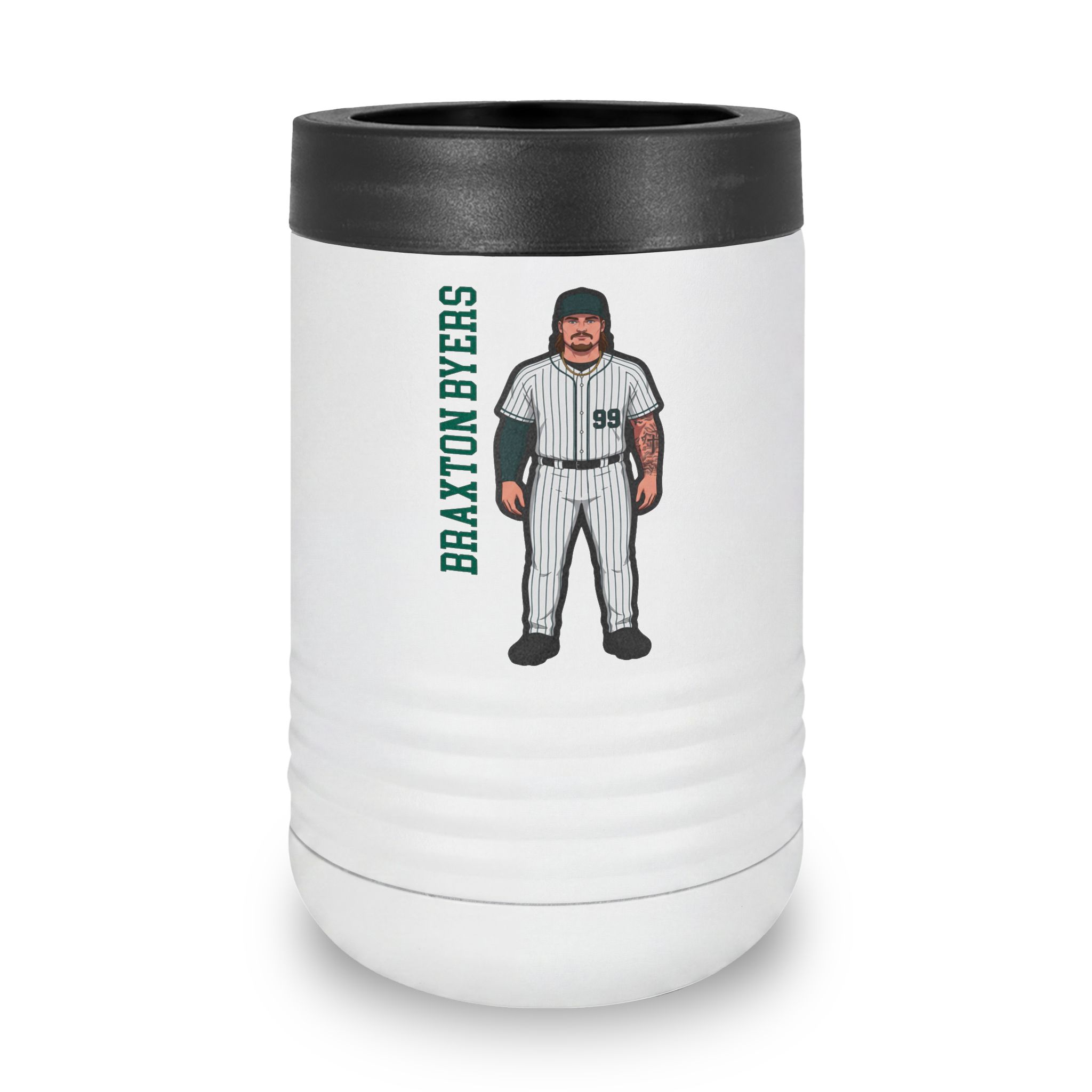 Stainless Can Cooler — character_name_vertical in White