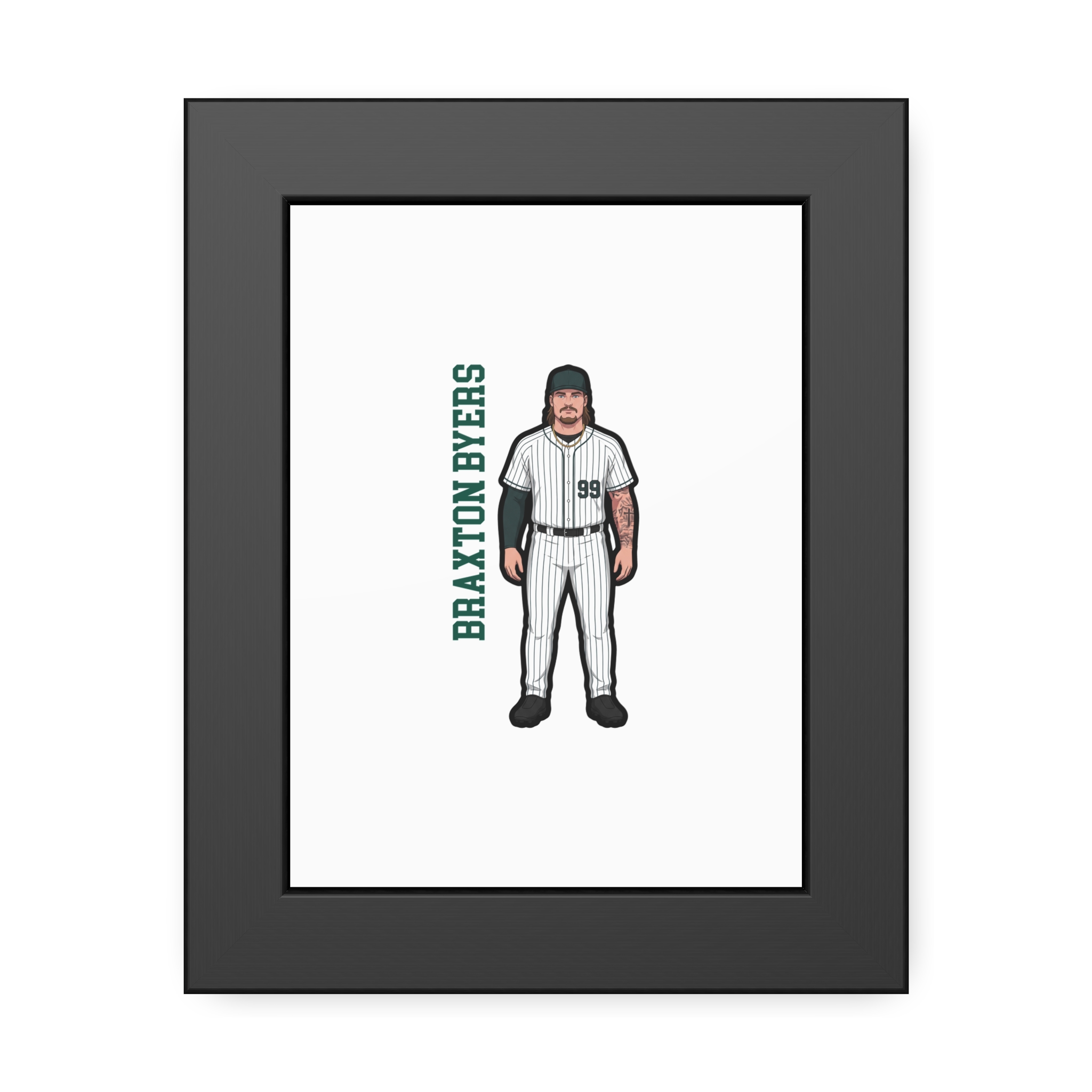 Framed Poster — character_name_vertical in Black