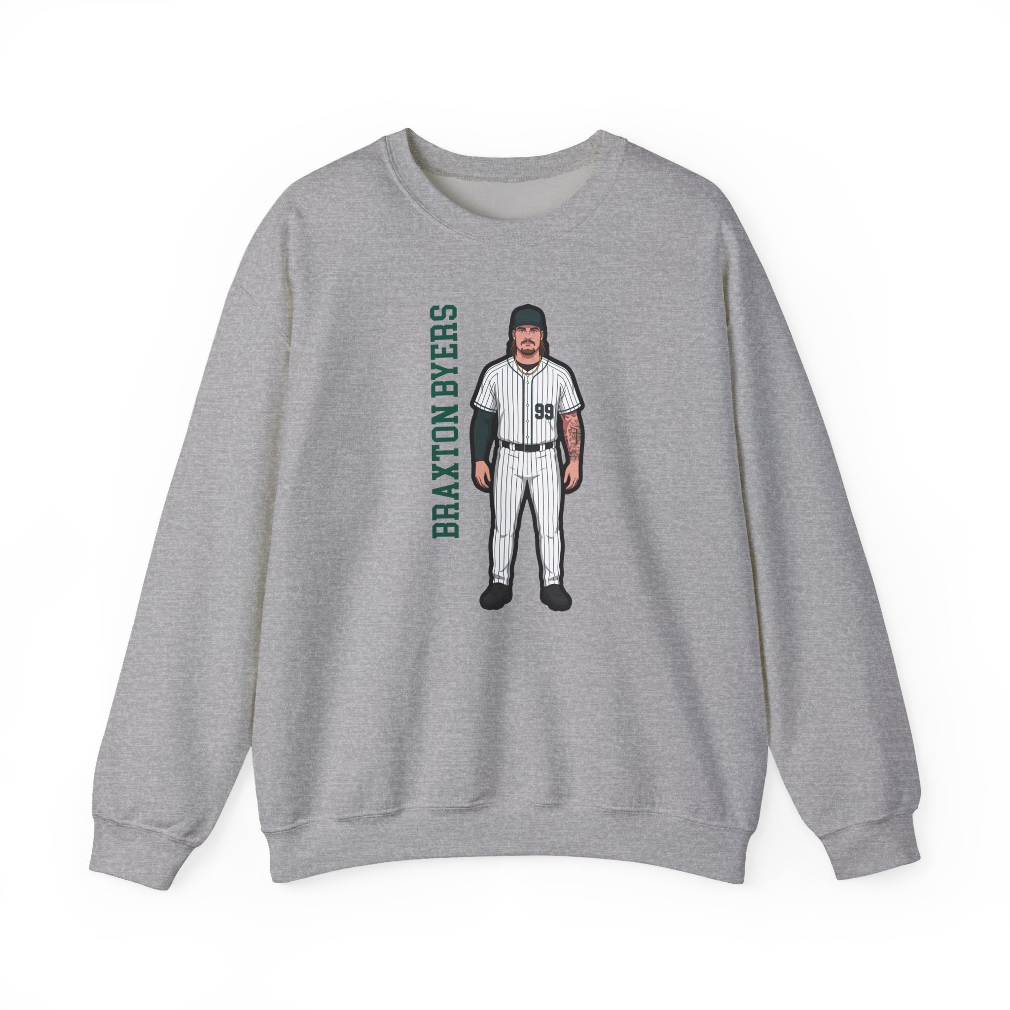 Crewneck Sweatshirt — character_name_vertical in Grey