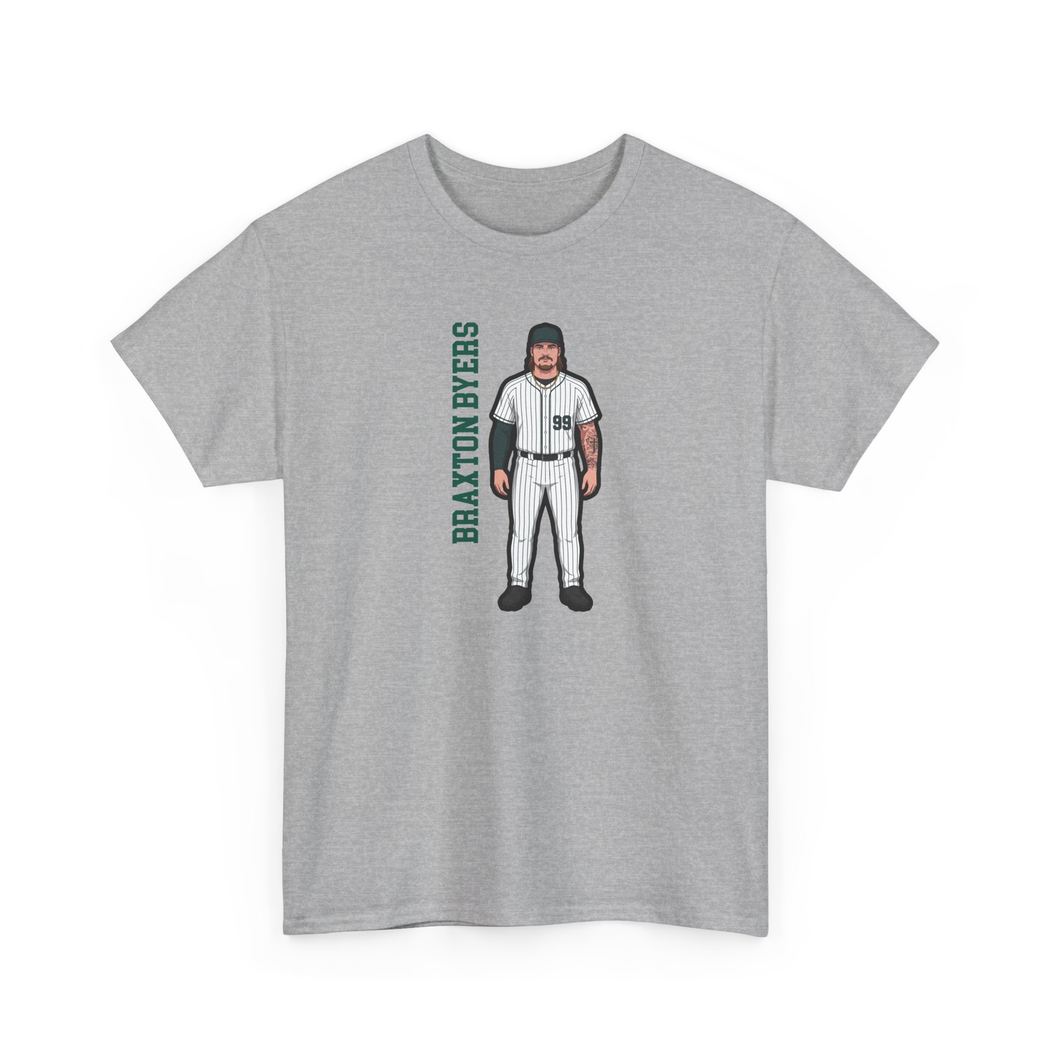 Tee — character_name_vertical in Grey
