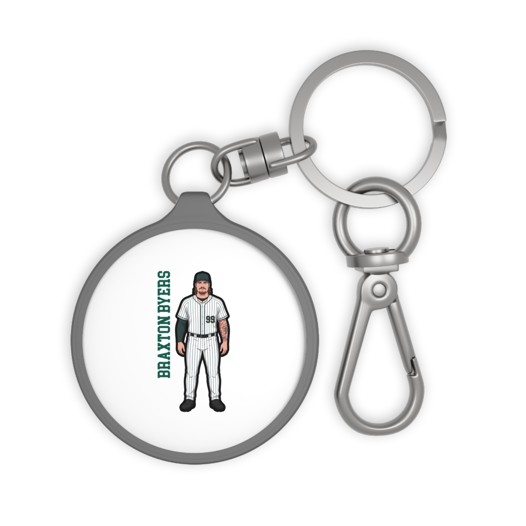 Keychain — character_name_vertical in Grey