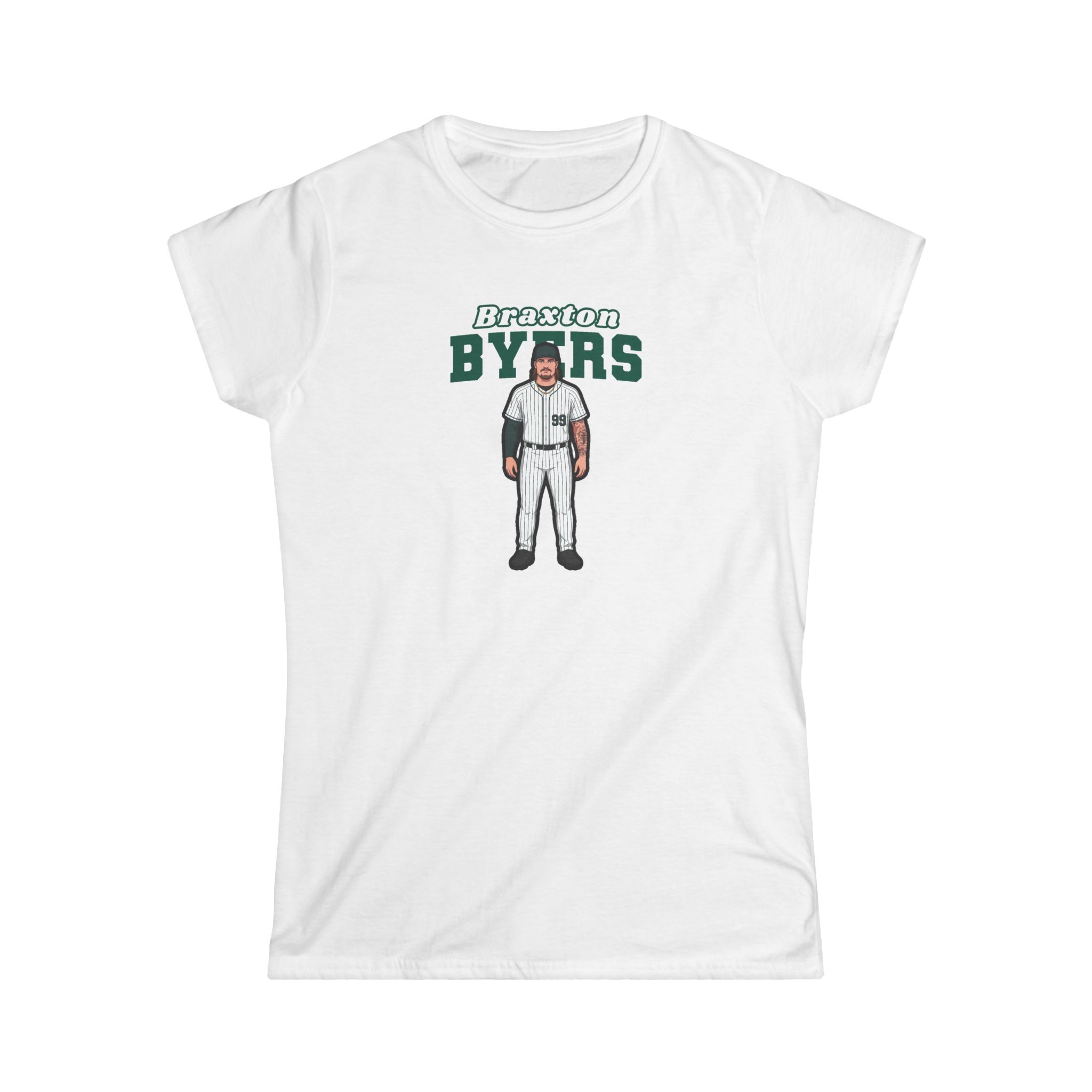 Women's Softstyle Tee — character_name_arch in White