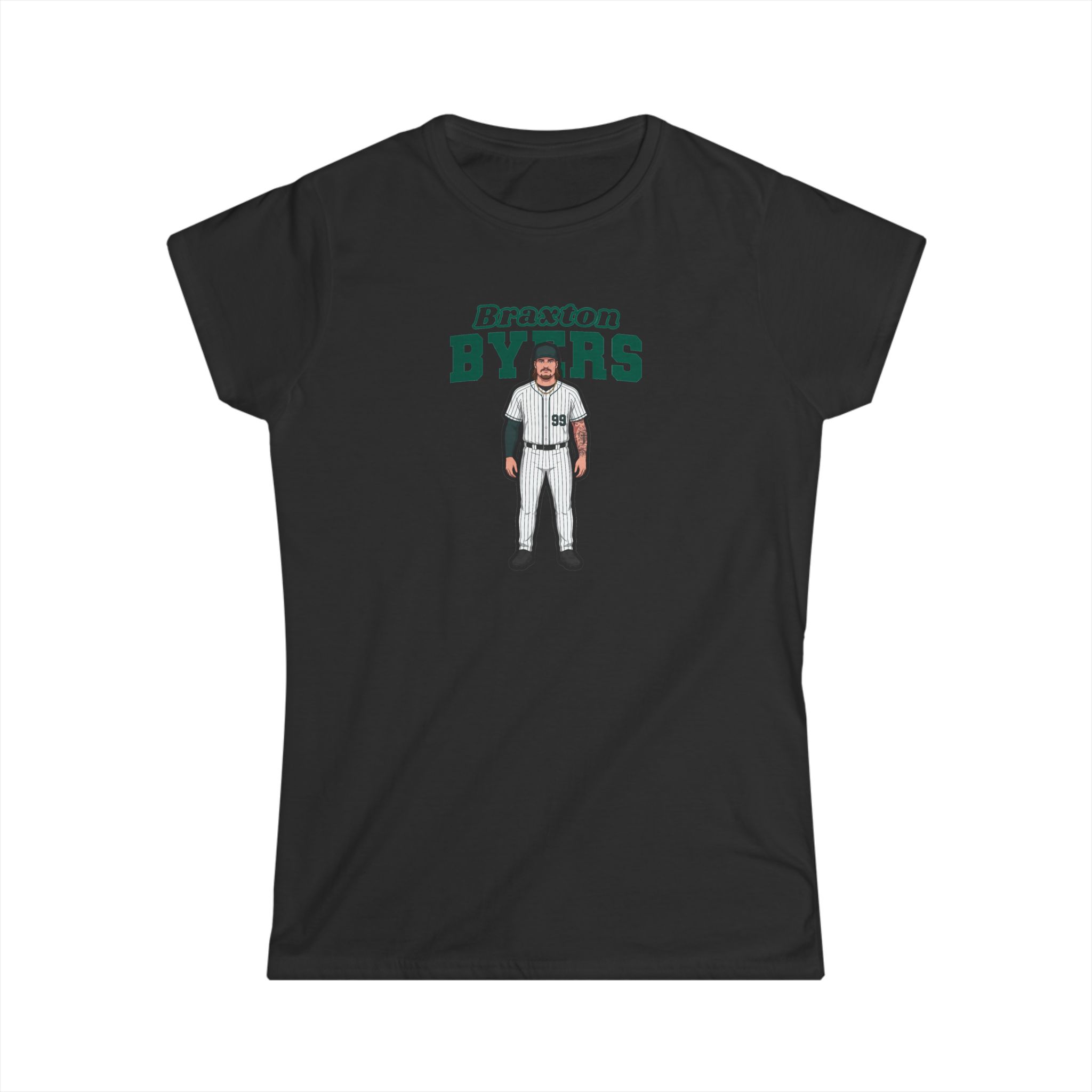 Women's Softstyle Tee — character_name_arch in Black