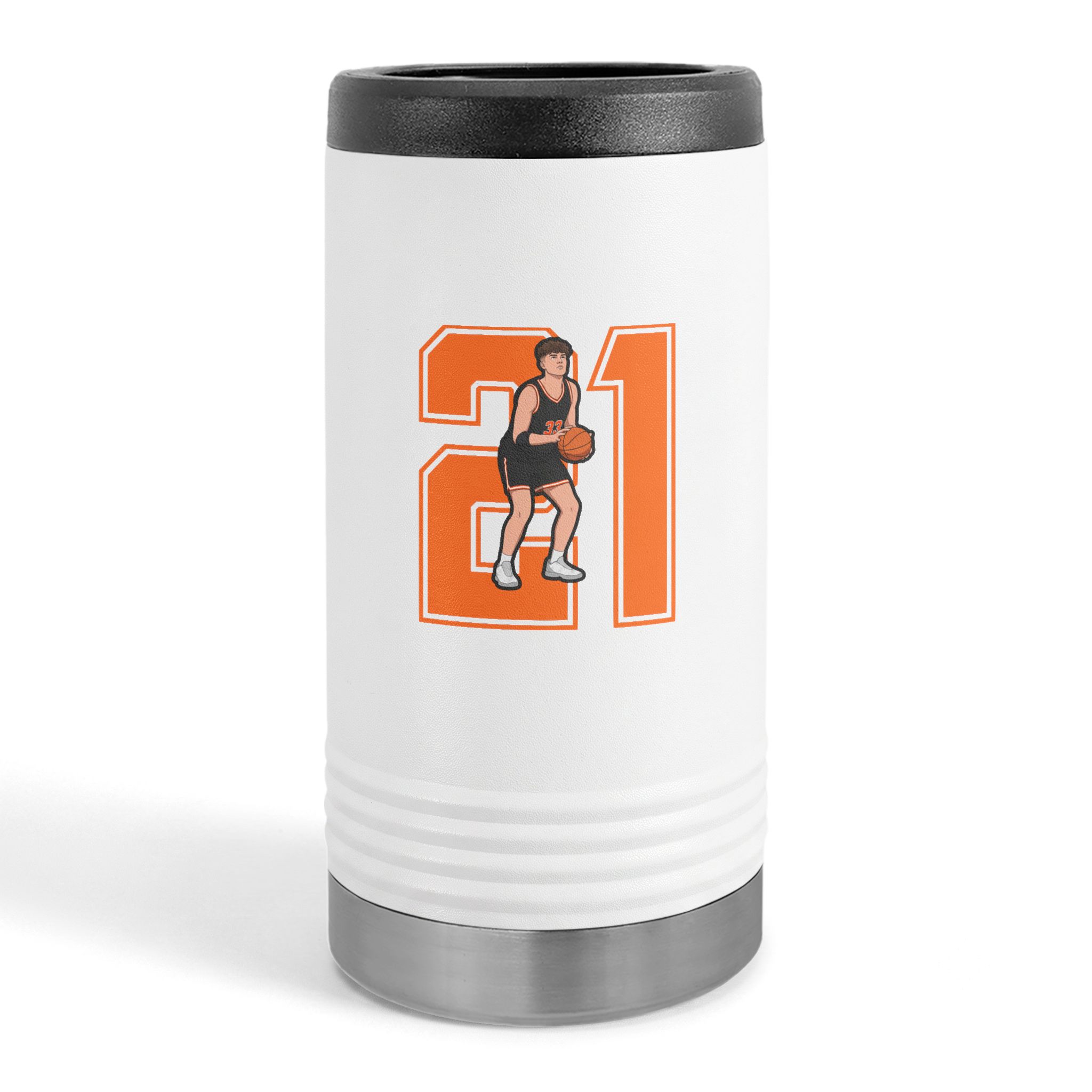 Slim Stainless Can Cooler — character_number in White