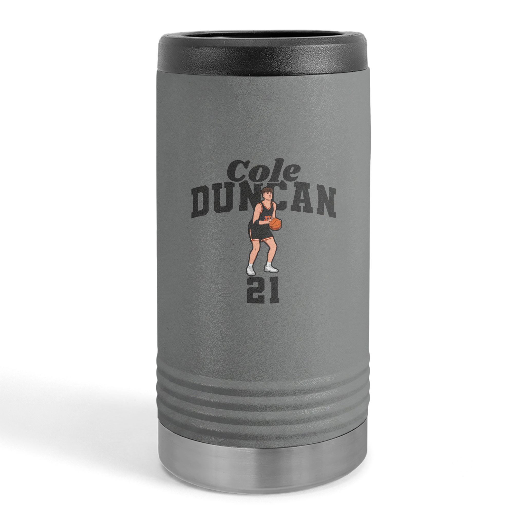 Slim Stainless Can Cooler — character_signature_arch in Grey