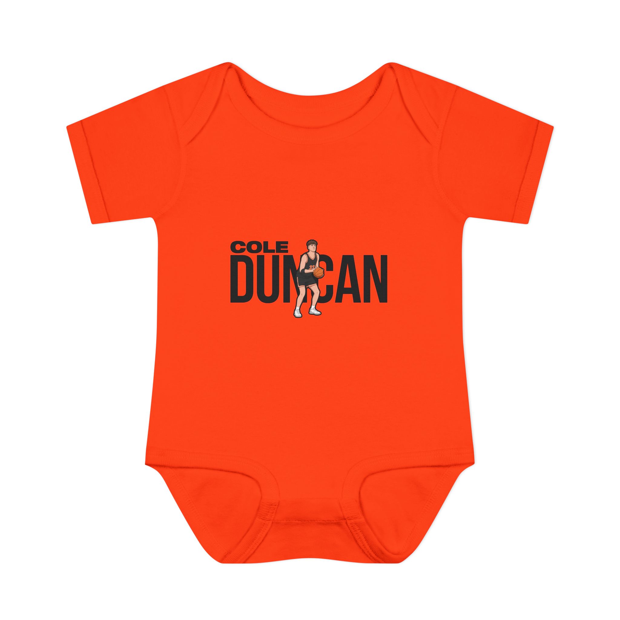 Baby Onesie — character_player_name in Orange