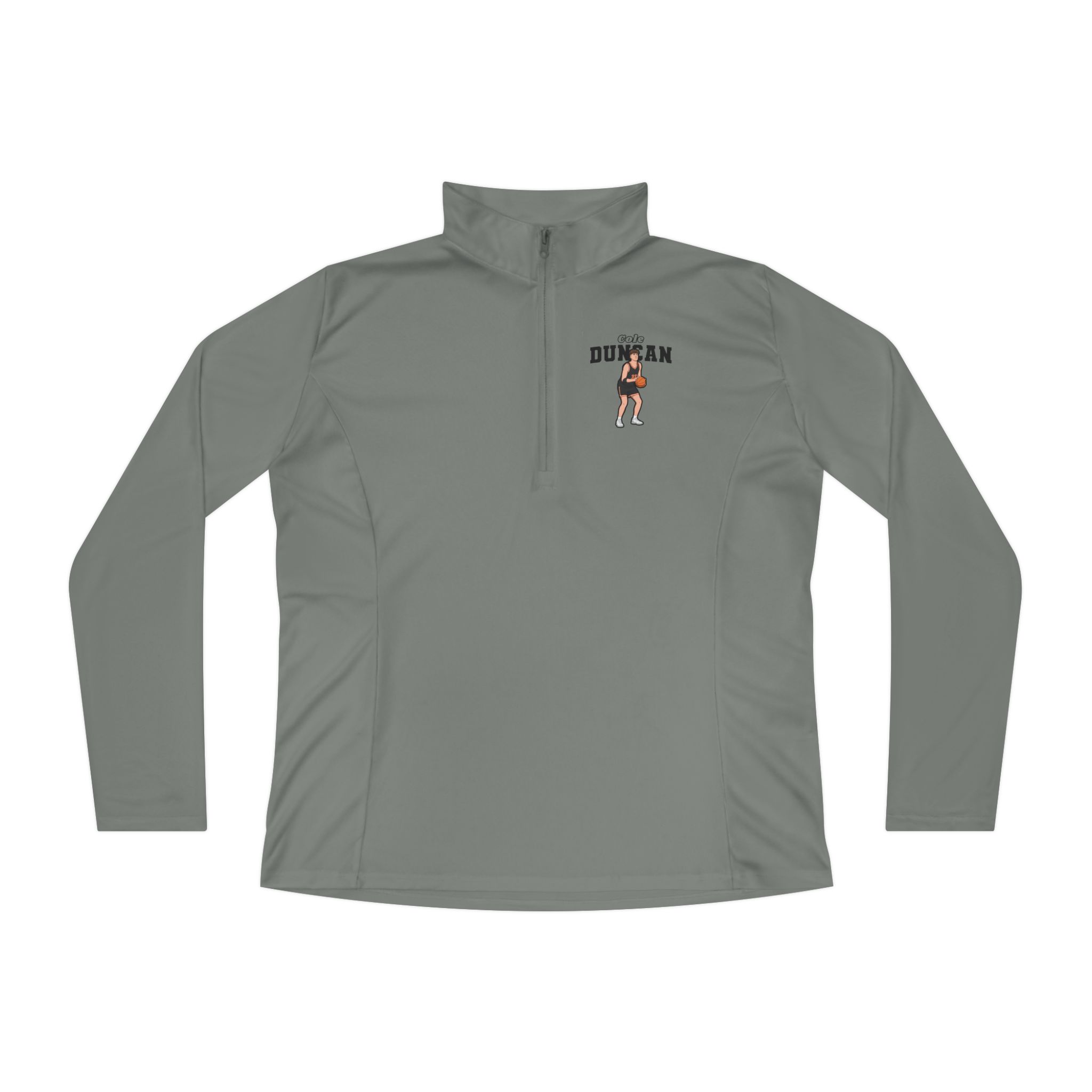 Women's Q-Zip Pullover — character_name_arch in Grey
