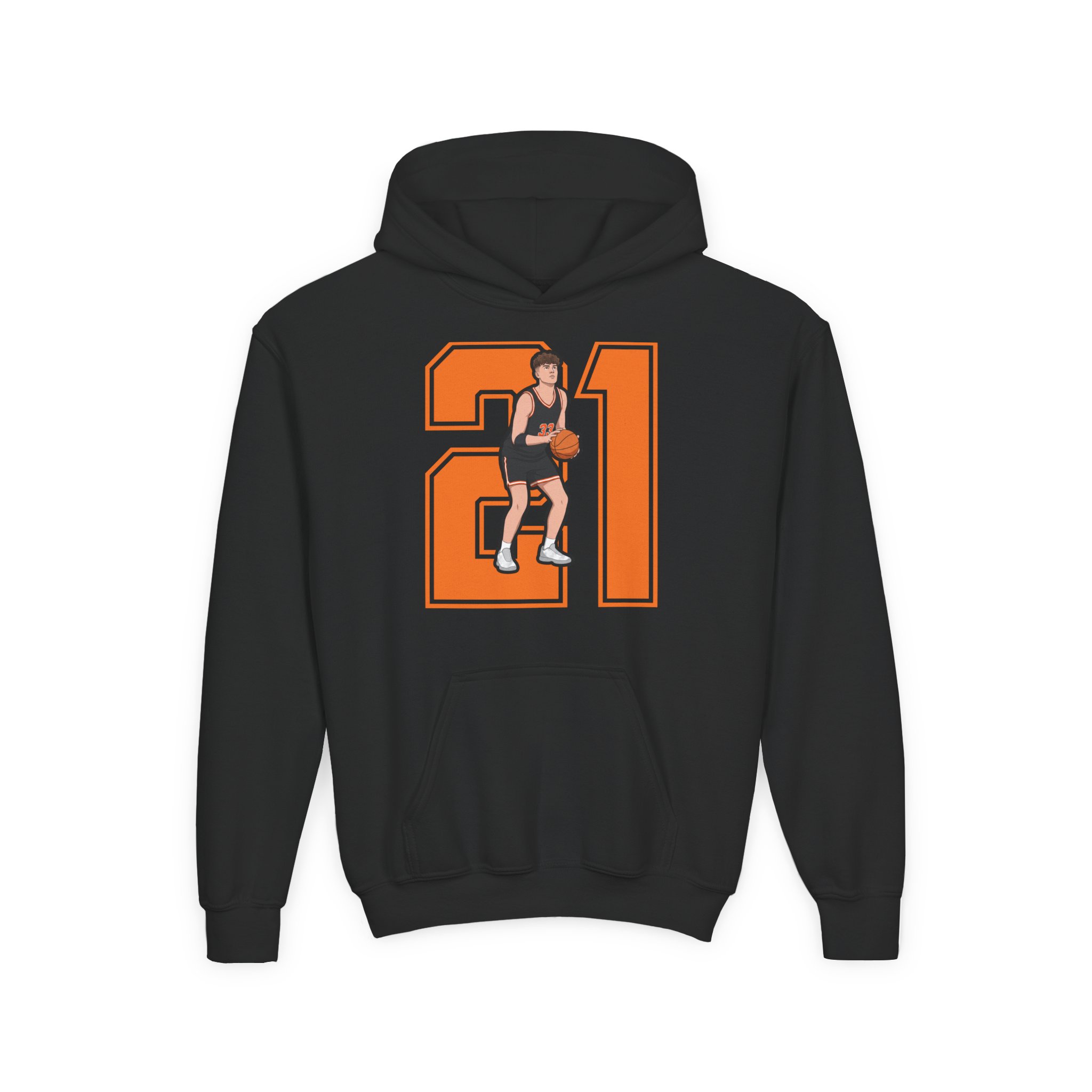 Youth Hoodie — character_number in Black