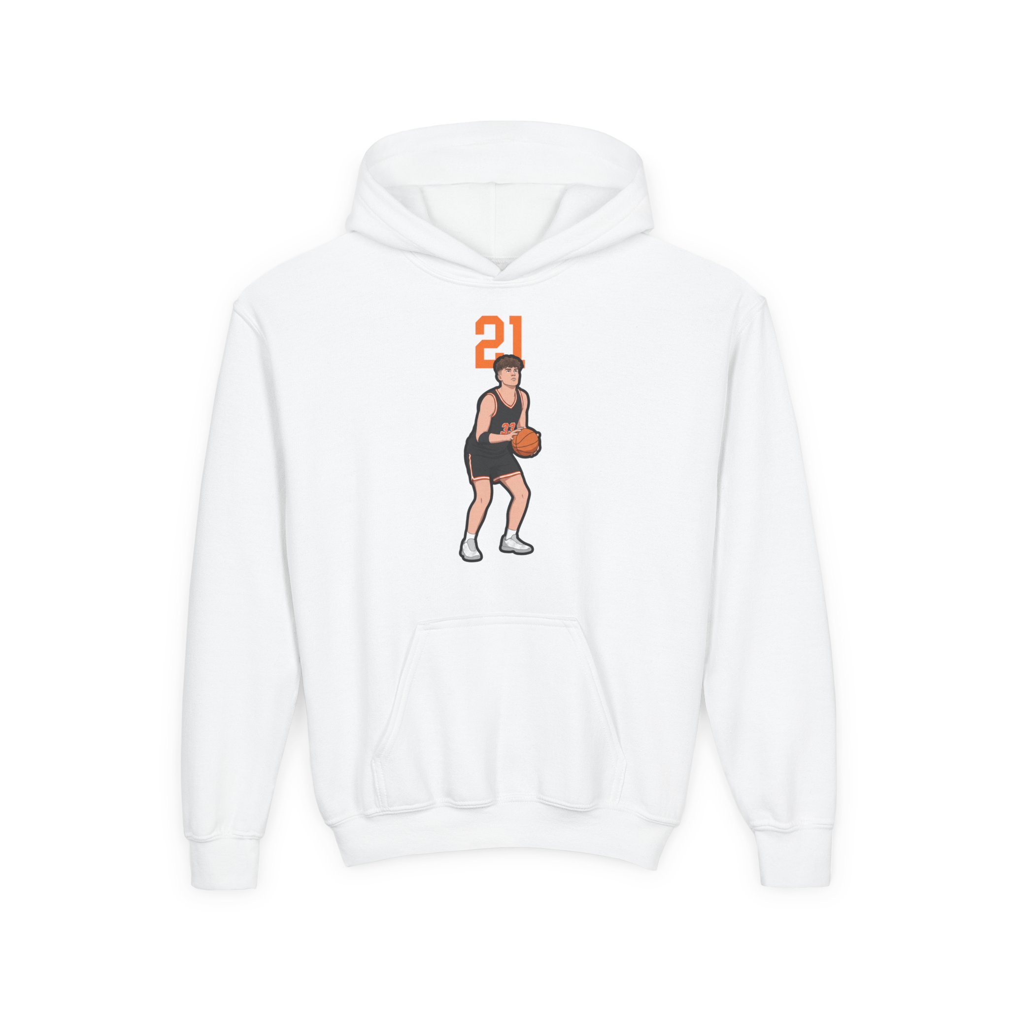 Youth Hoodie — character_number_top in White